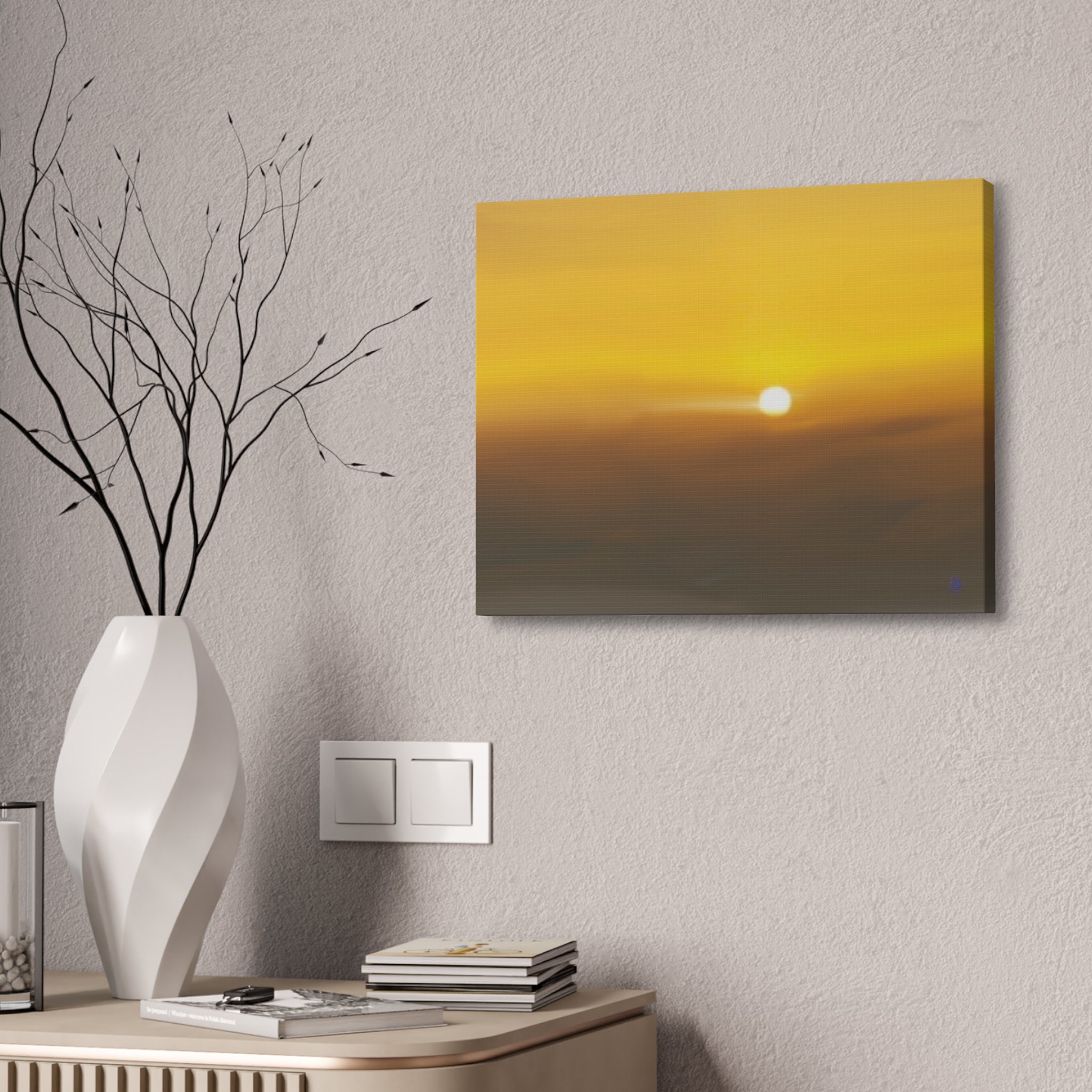 Golden Sunrise Canvas Wall Art — Tranquil Sunrise Stretched Canvas