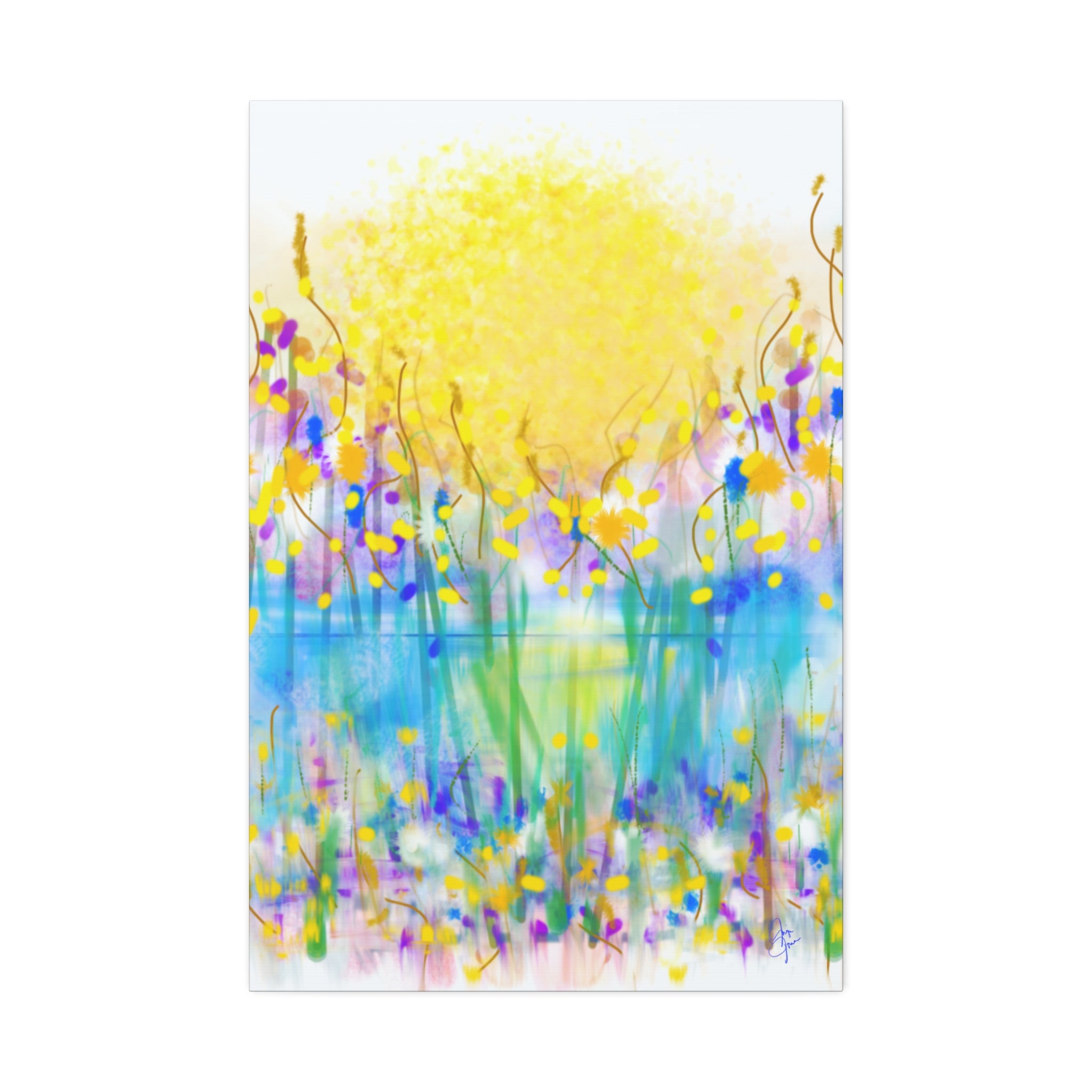 Sunburst Meadow Canvas Print — Vibrant Floral Wall Art