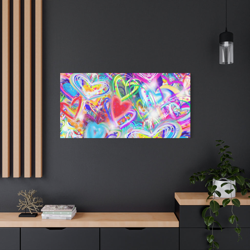 Colorful Heart Graffiti Matte Canvas