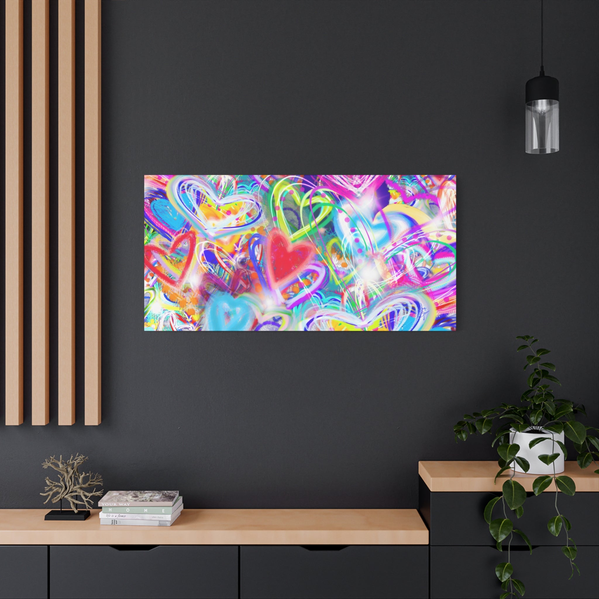 Colorful Heart Graffiti Matte Canvas