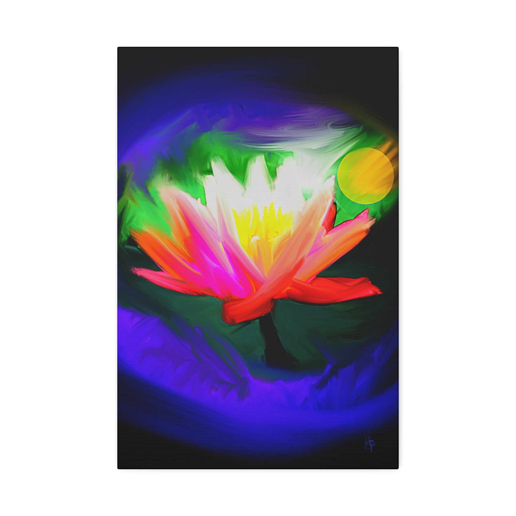 Vibrant Lotus Canvas Print — Bright Floral Stretched Wall Art