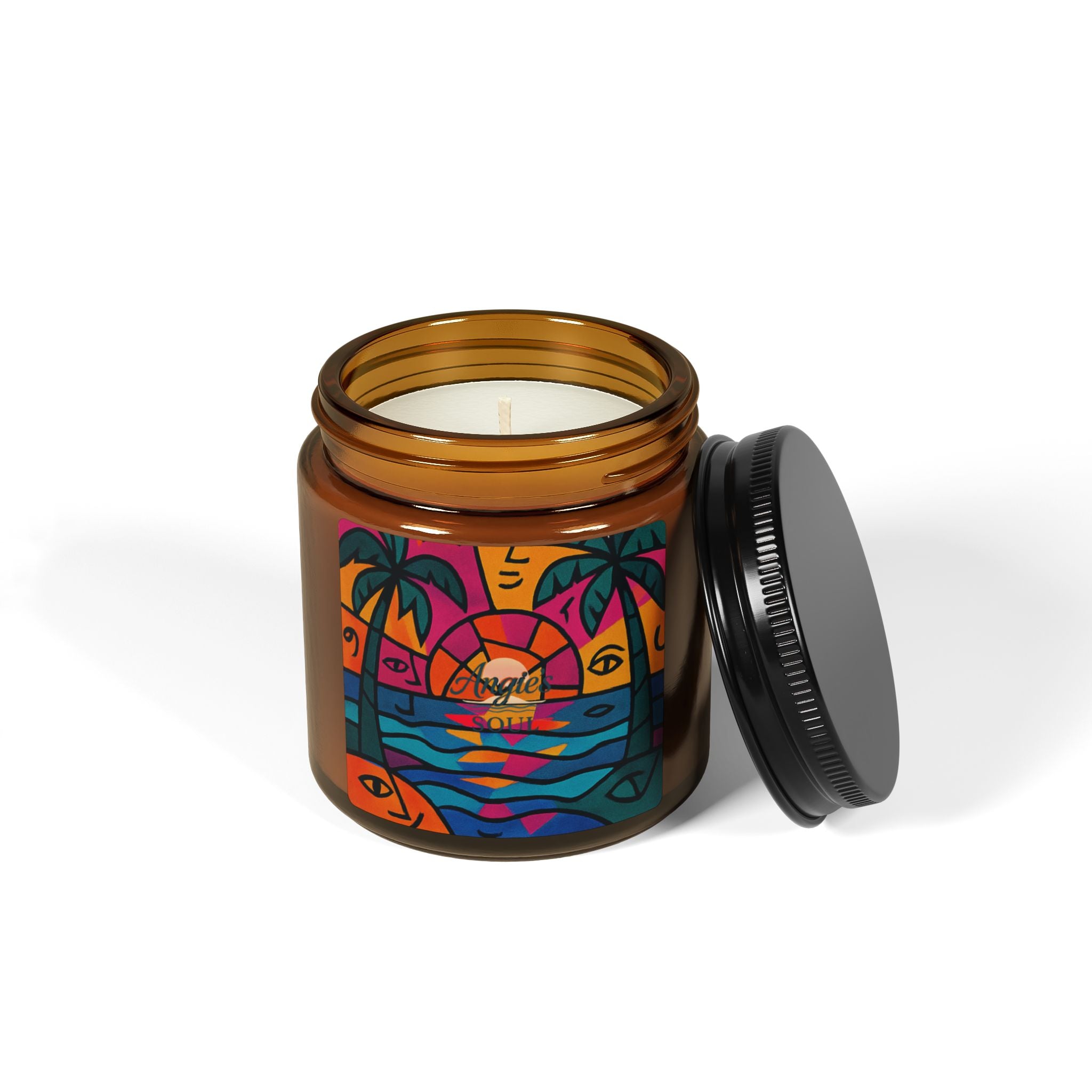 Tropical Sunset Soy Candle — Scented Amber Jar (Multi-Size)