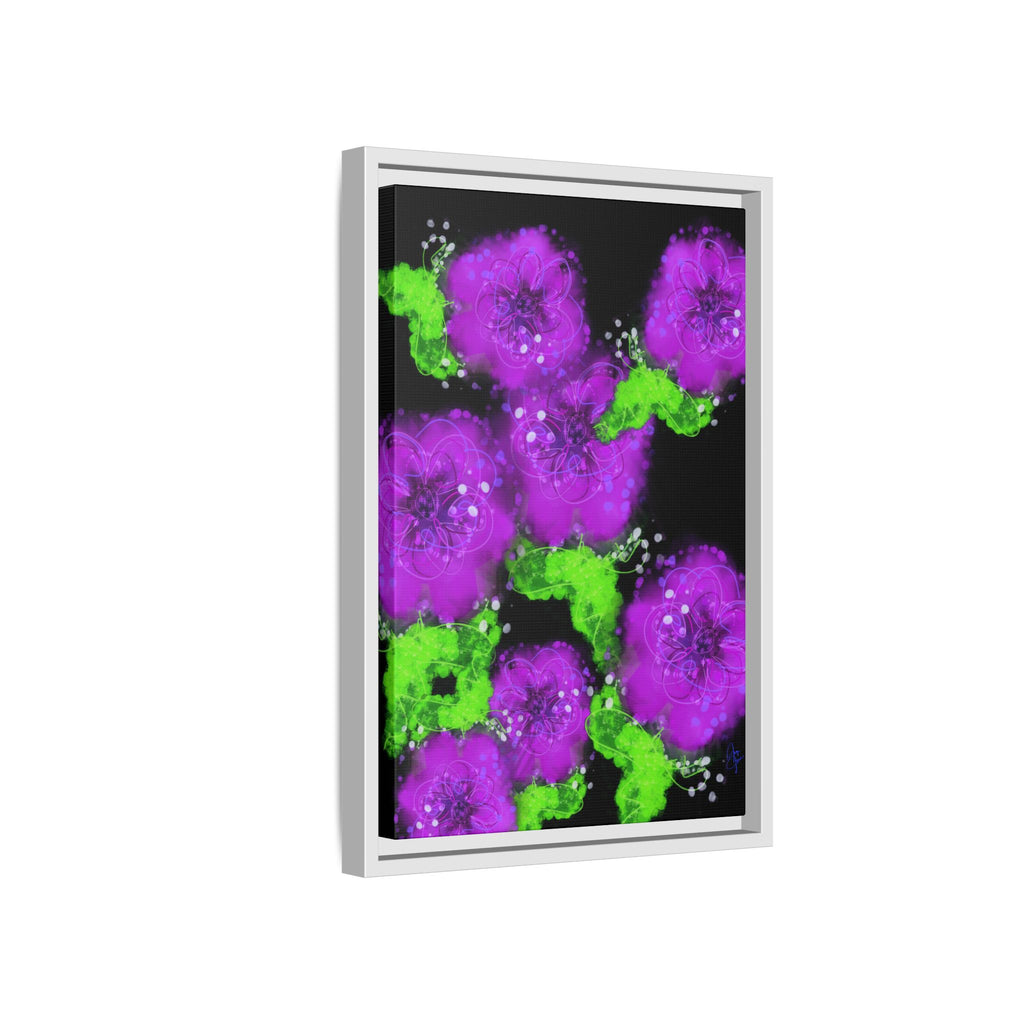 Framed Floral Canvas Print — Matte Multi-Color Blooms Wall Art
