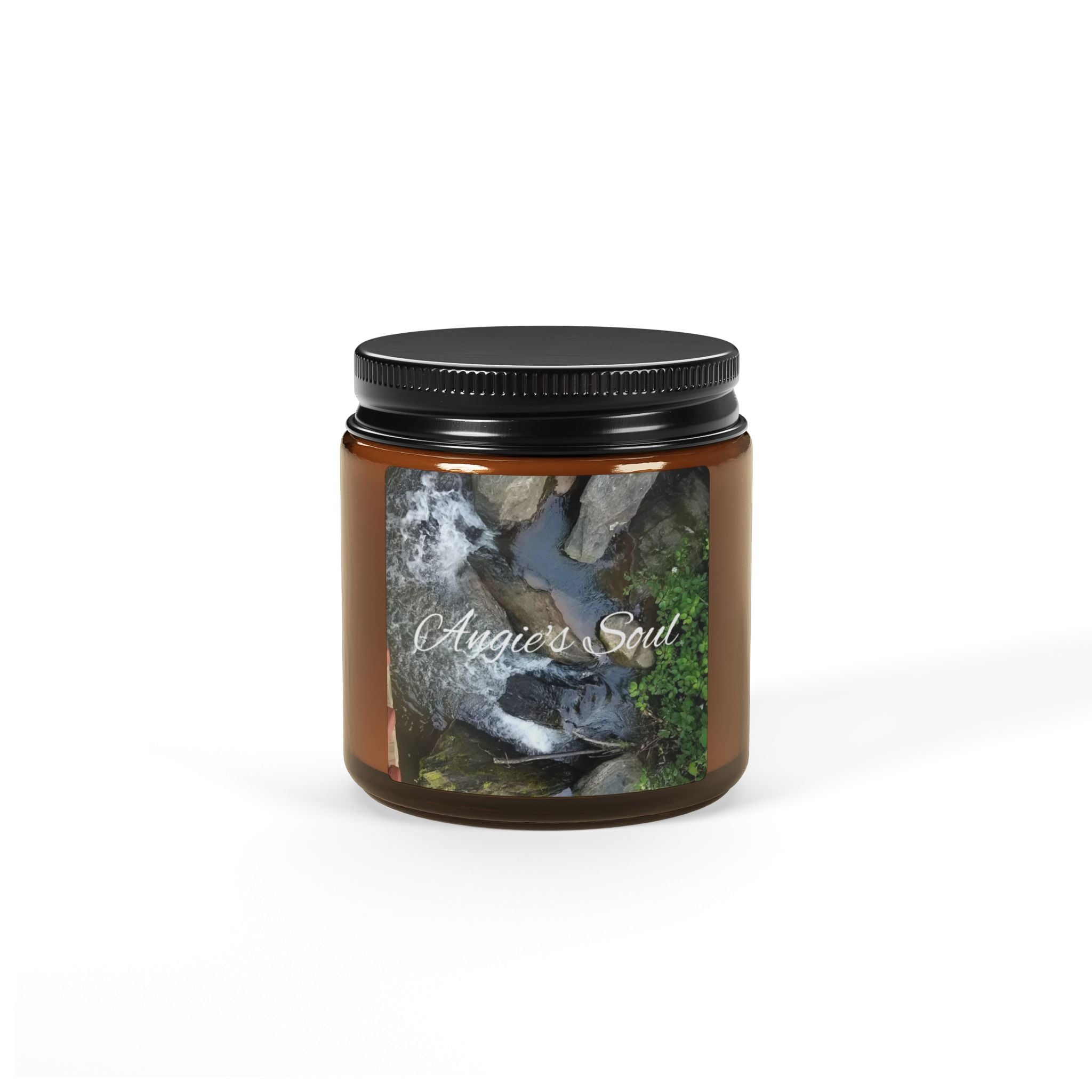 Scented Soy Candle - Amber Jar with Nature Design