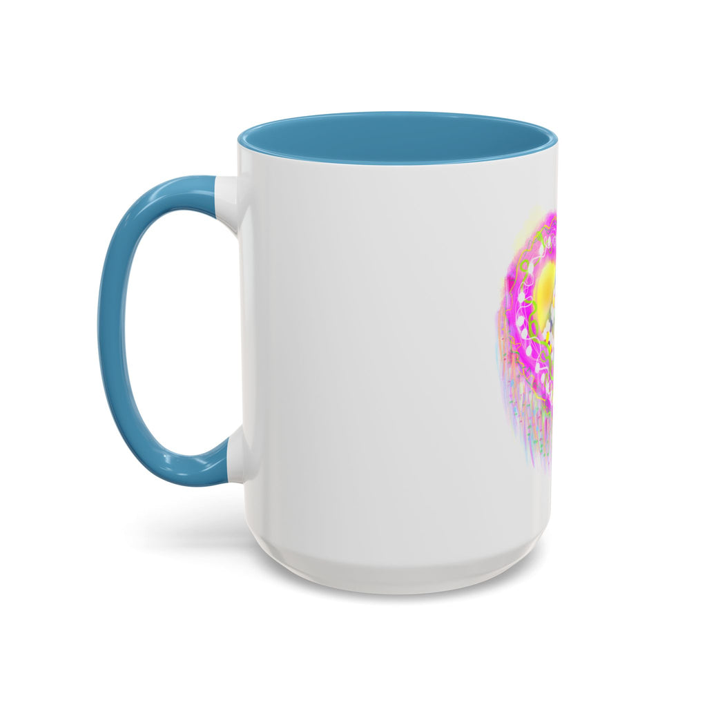 Pink Heart Floral Coffee Mug — Cute Pastel Accent Mug with Daisy Heart Design