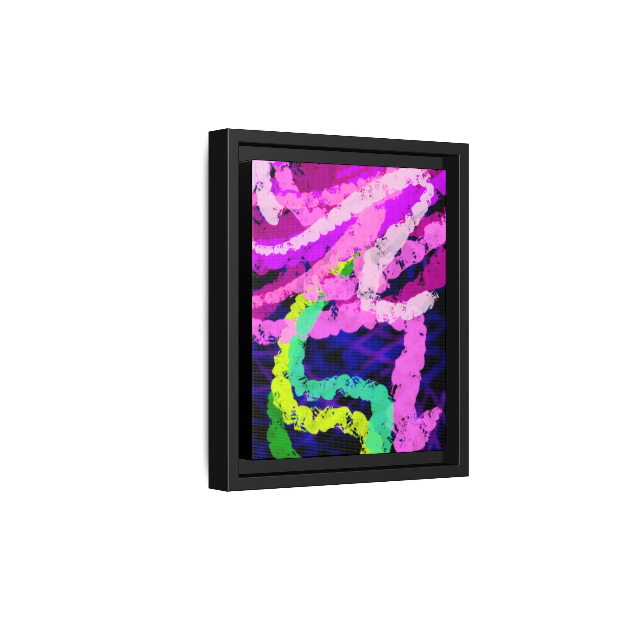 Framed Matte Canvas - Neon Rose Abstract Wall Art