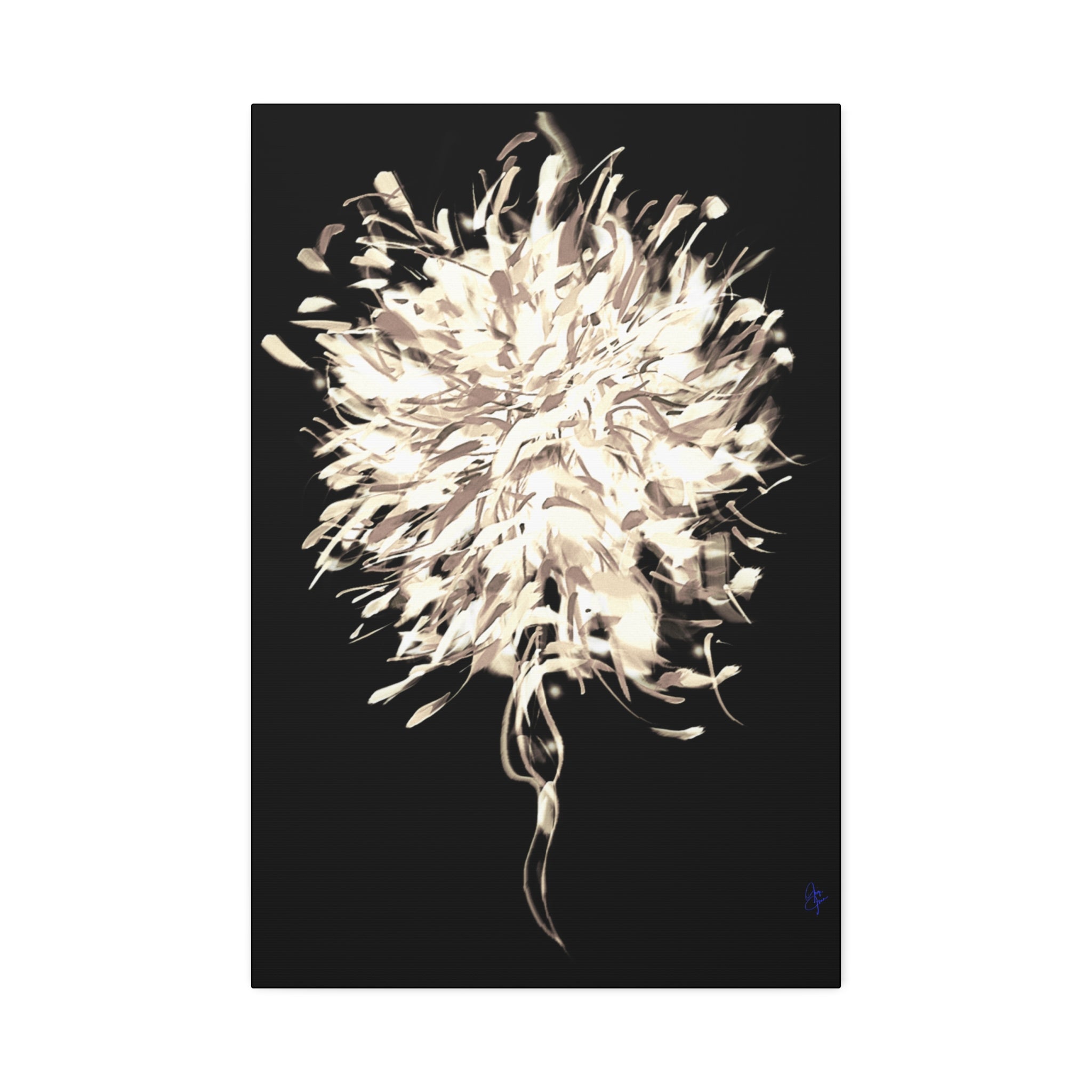 Abstract Floral Canvas Print – Neutral Burst Wall Art, Stretched 1.5"