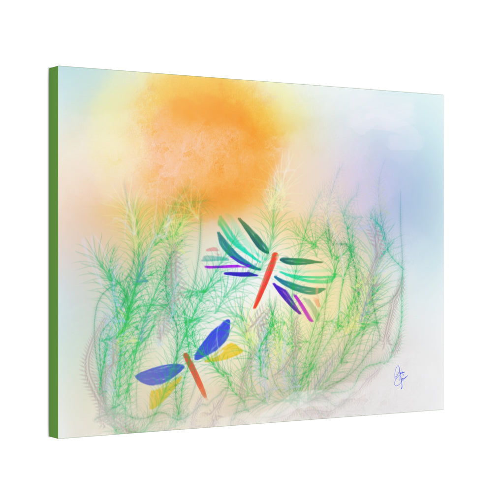 Dragonfly Meadow Canvas Art – Colorful Stretched Wall Decor (1.5" Depth)