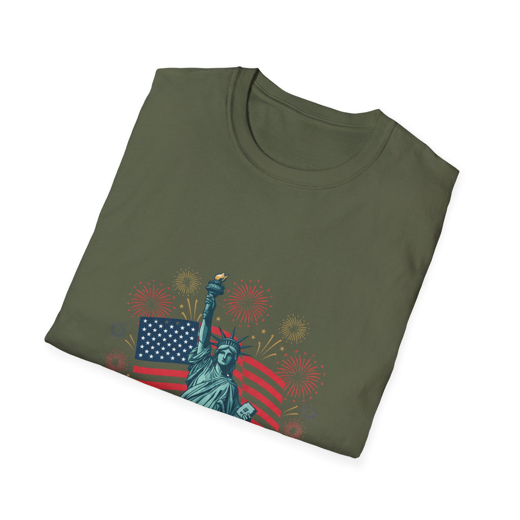 T-Shirt — "Happy 250th Birthday America" Statue of Liberty & Flag Patriotic Tee