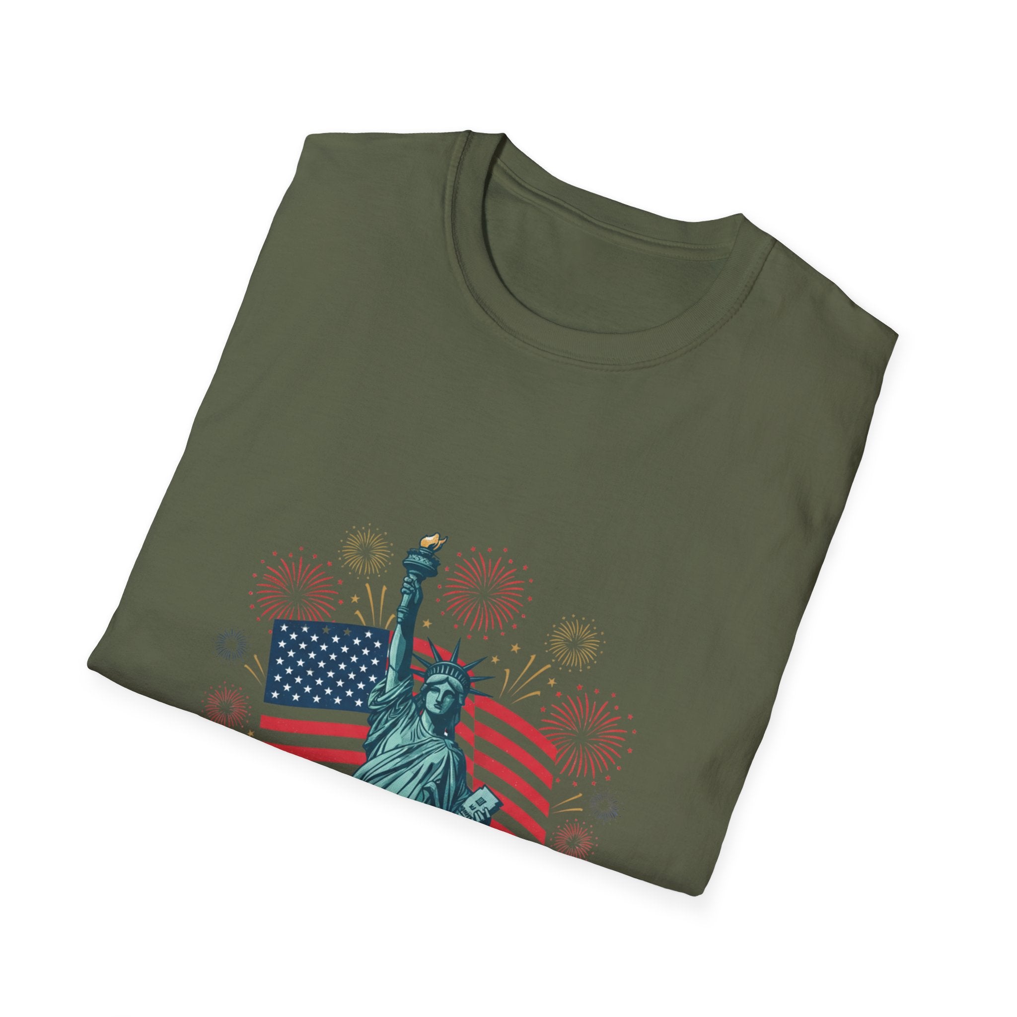 T-Shirt — "Happy 250th Birthday America" Statue of Liberty & Flag Patriotic Tee