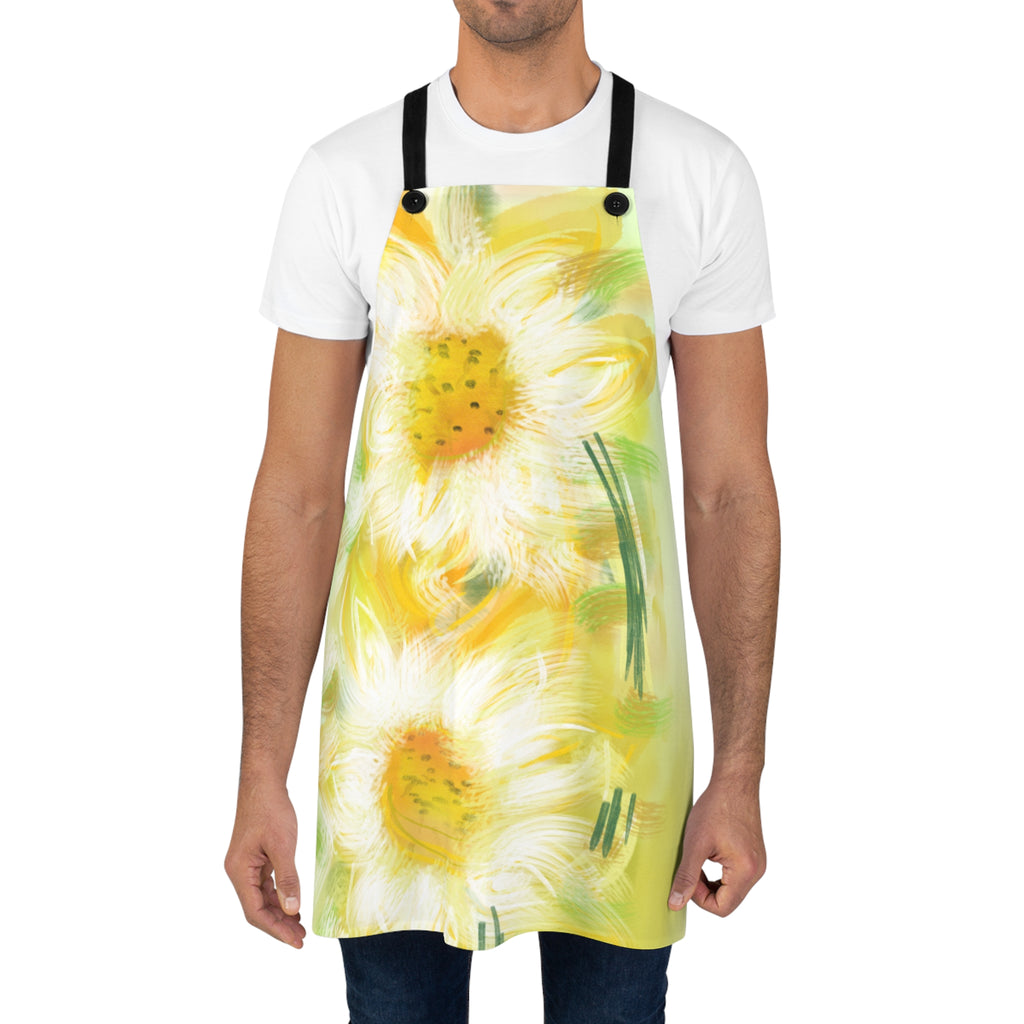 Sunflower Watercolor Apron — Bright Floral Kitchen Apron