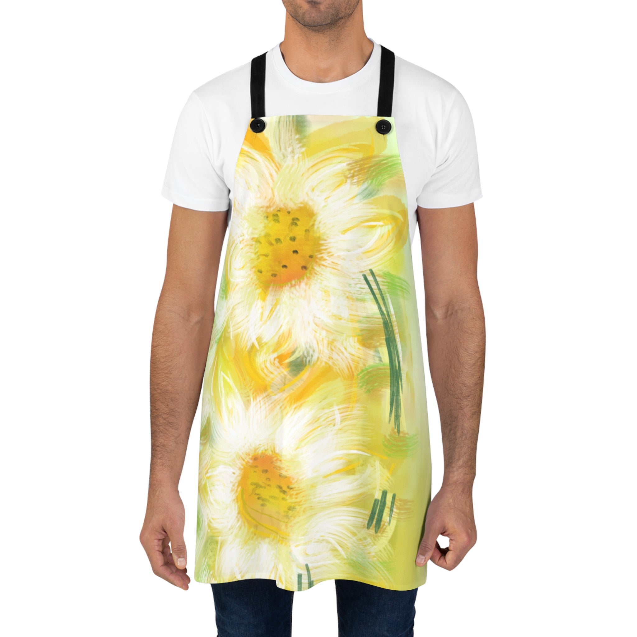 Sunflower Watercolor Apron — Bright Floral Kitchen Apron