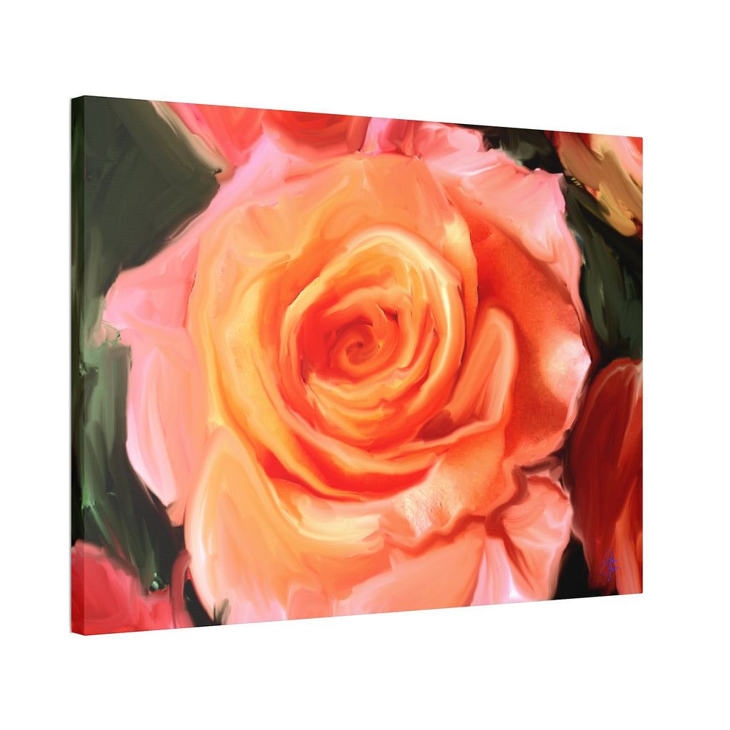 Orange Rose Canvas Print — Stretched 1.5" Wall Art