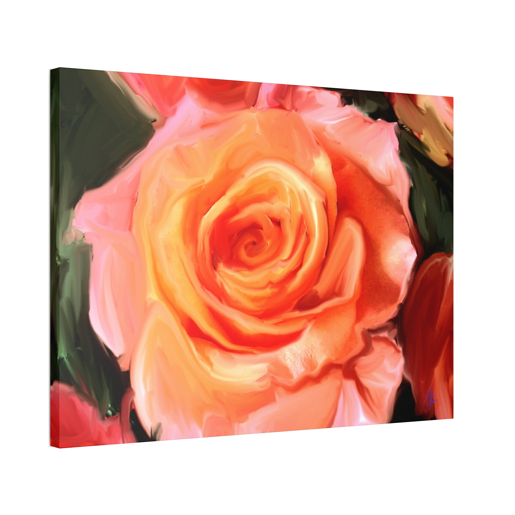 Orange Rose Canvas Print — Stretched 1.5" Wall Art