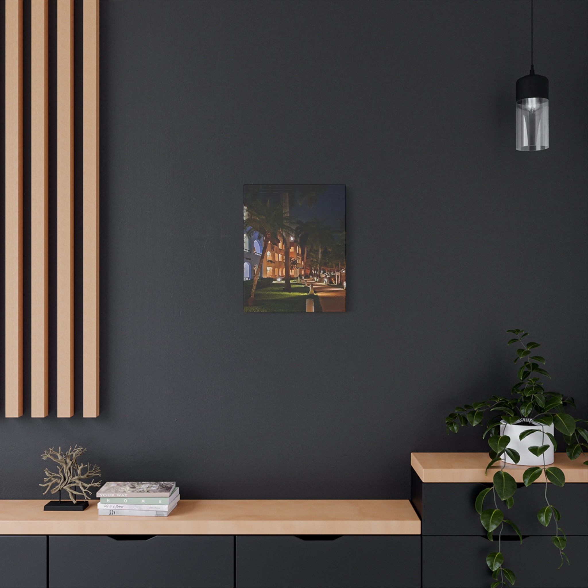 Tropical Night Hotel Matte Canvas Wall Art