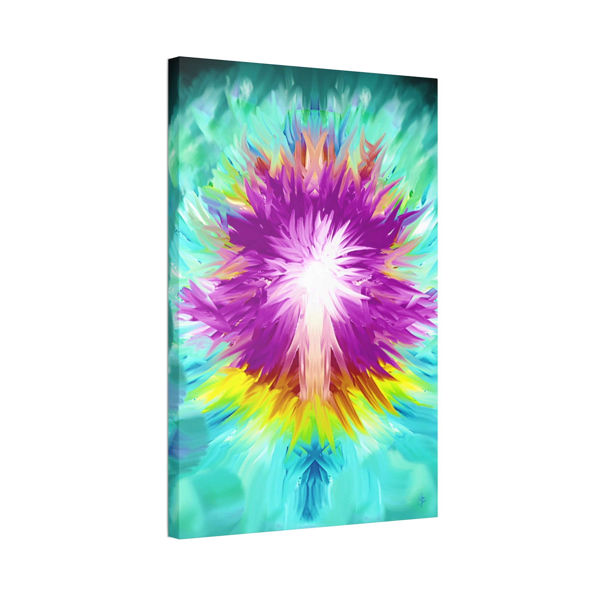 Abstract Radiant Burst Canvas - Vibrant Purple Floral Wall Art (Stretched 1.5")