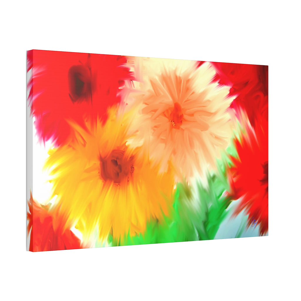 Bright Floral Abstract Canvas Wall Art — Stretched 1.5"