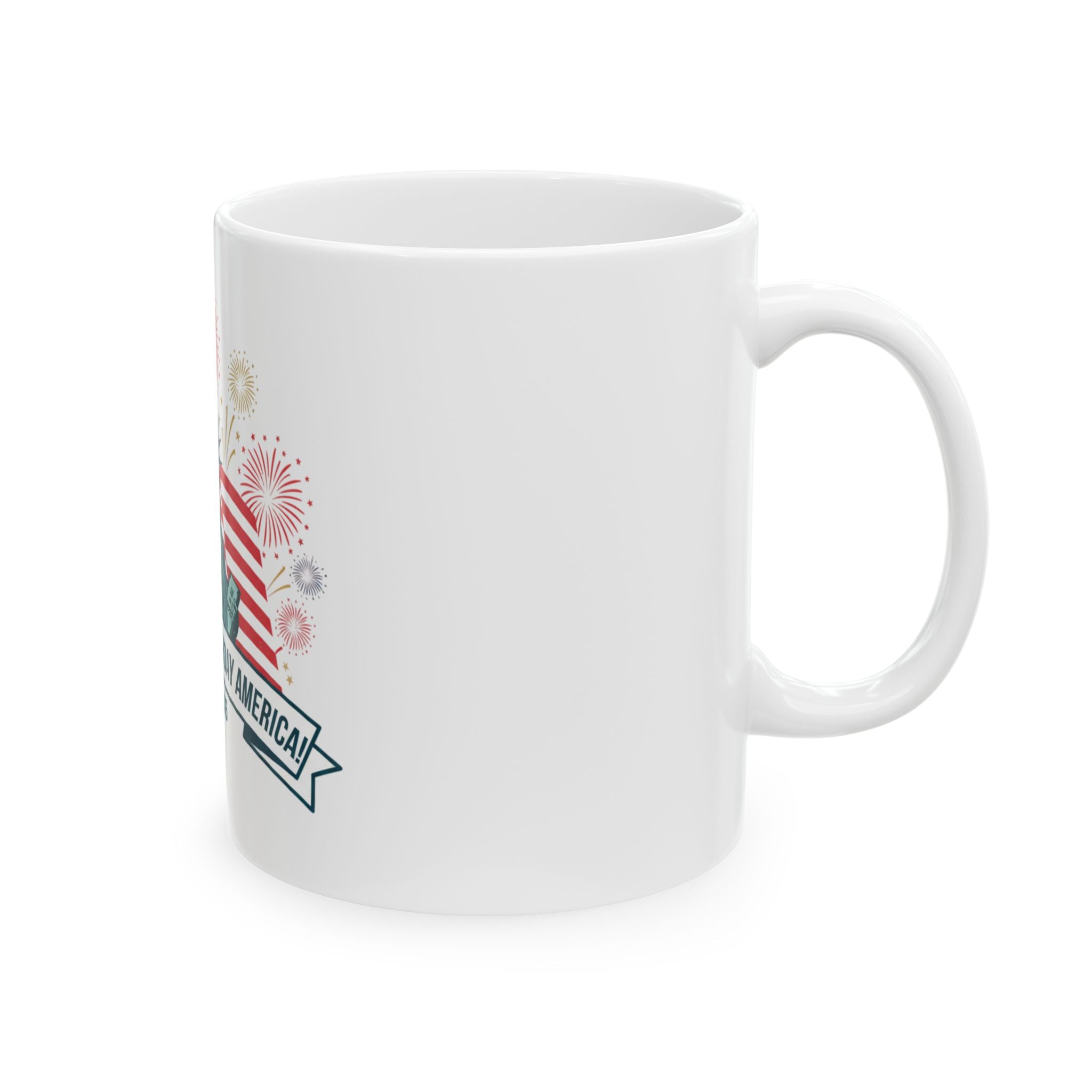 250th Birthday America Ceramic Mug – Statue of Liberty with Flag & Fireworks (1776–2026)