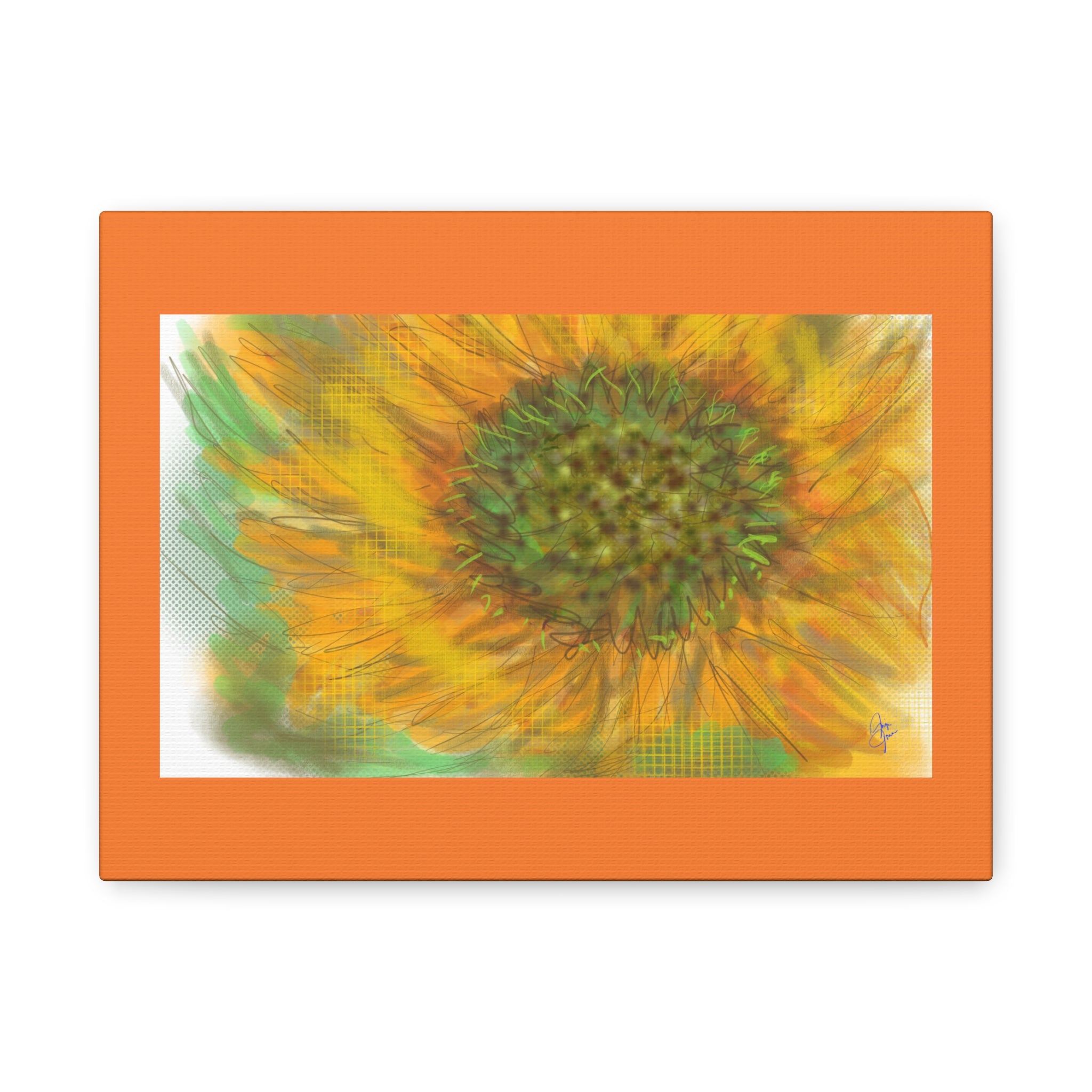 Sunflower Burst Matte Canvas Wall Art — Orange Stretched Canvas Print