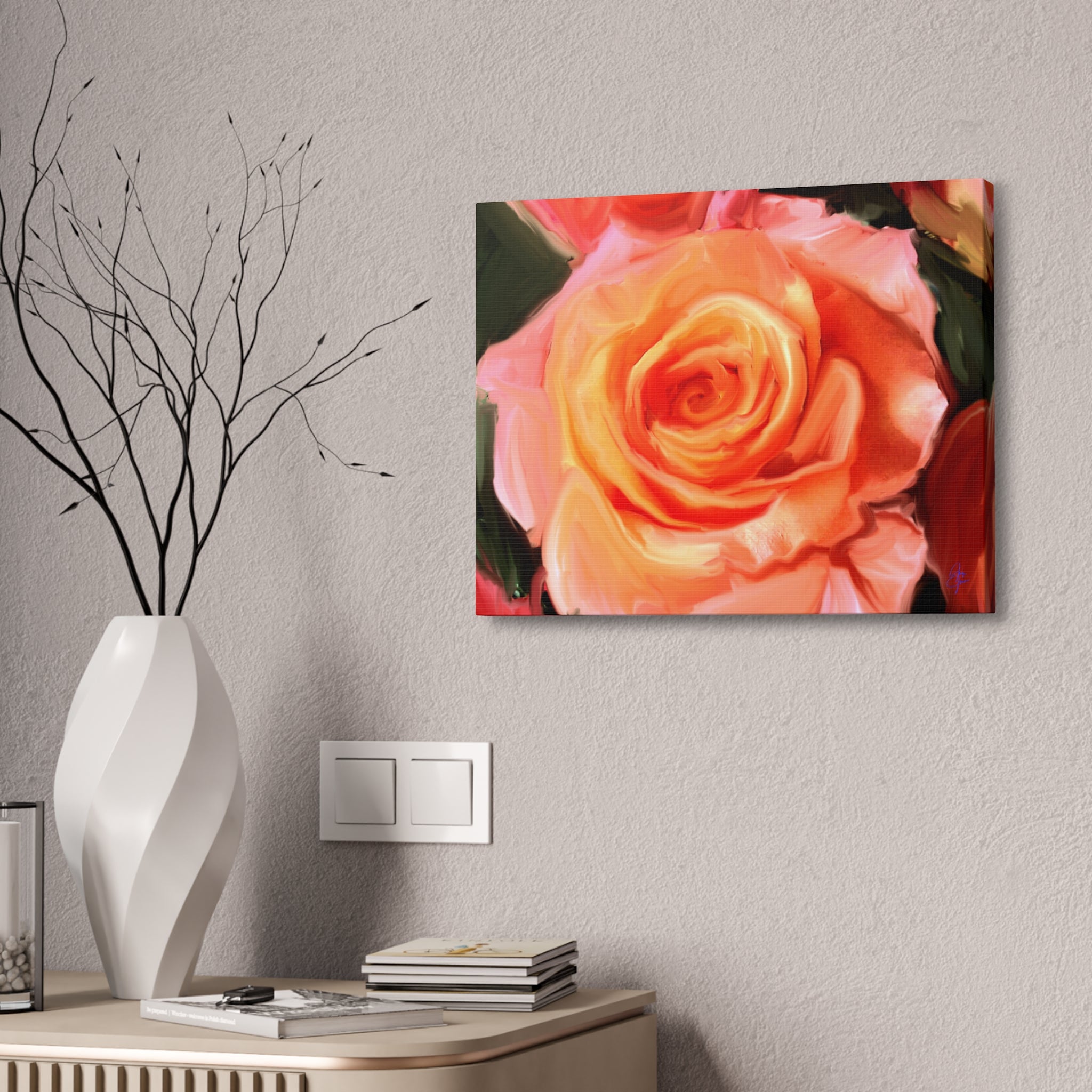 Orange Rose Canvas Print — Stretched 1.5" Wall Art