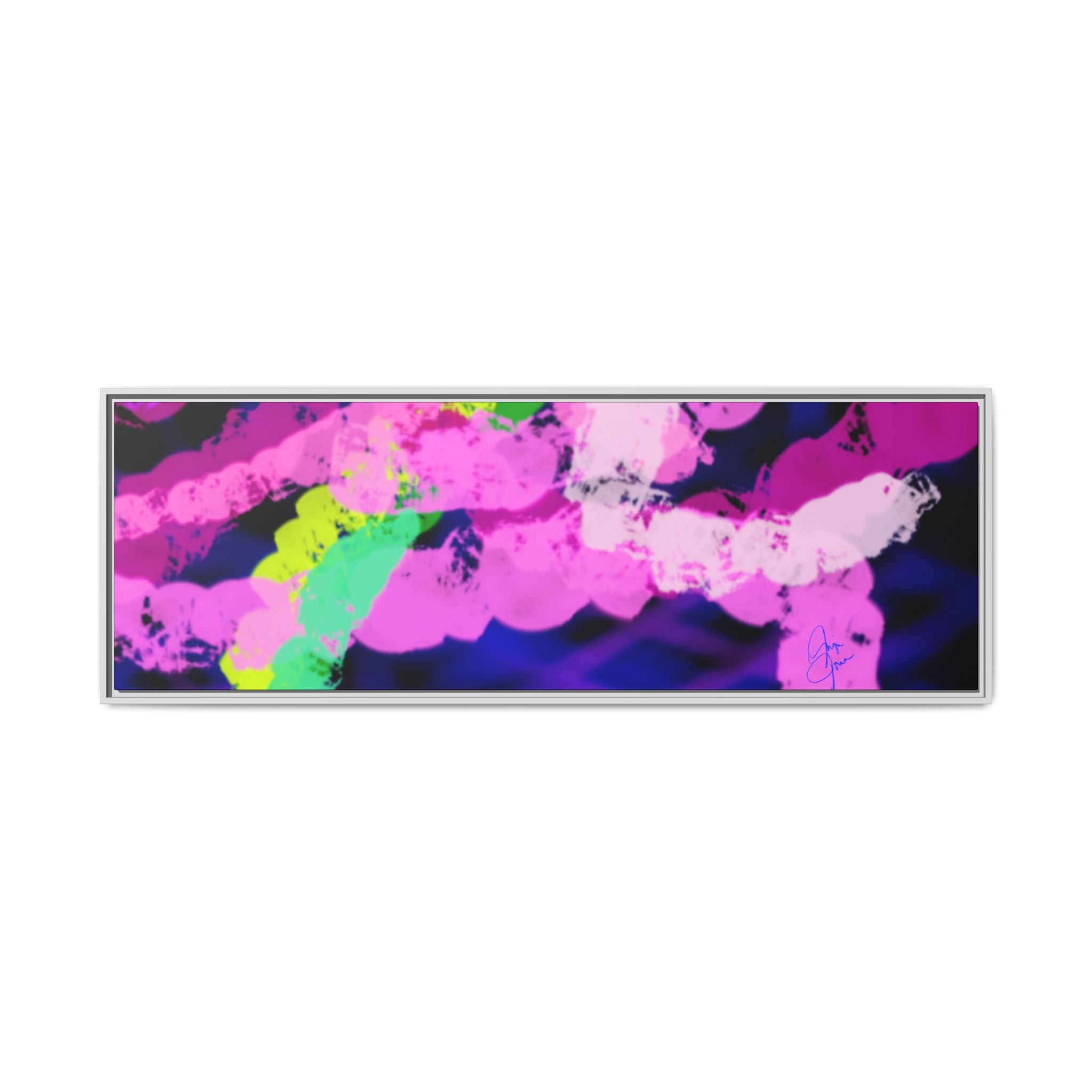 Framed Matte Canvas - Neon Rose Abstract Wall Art