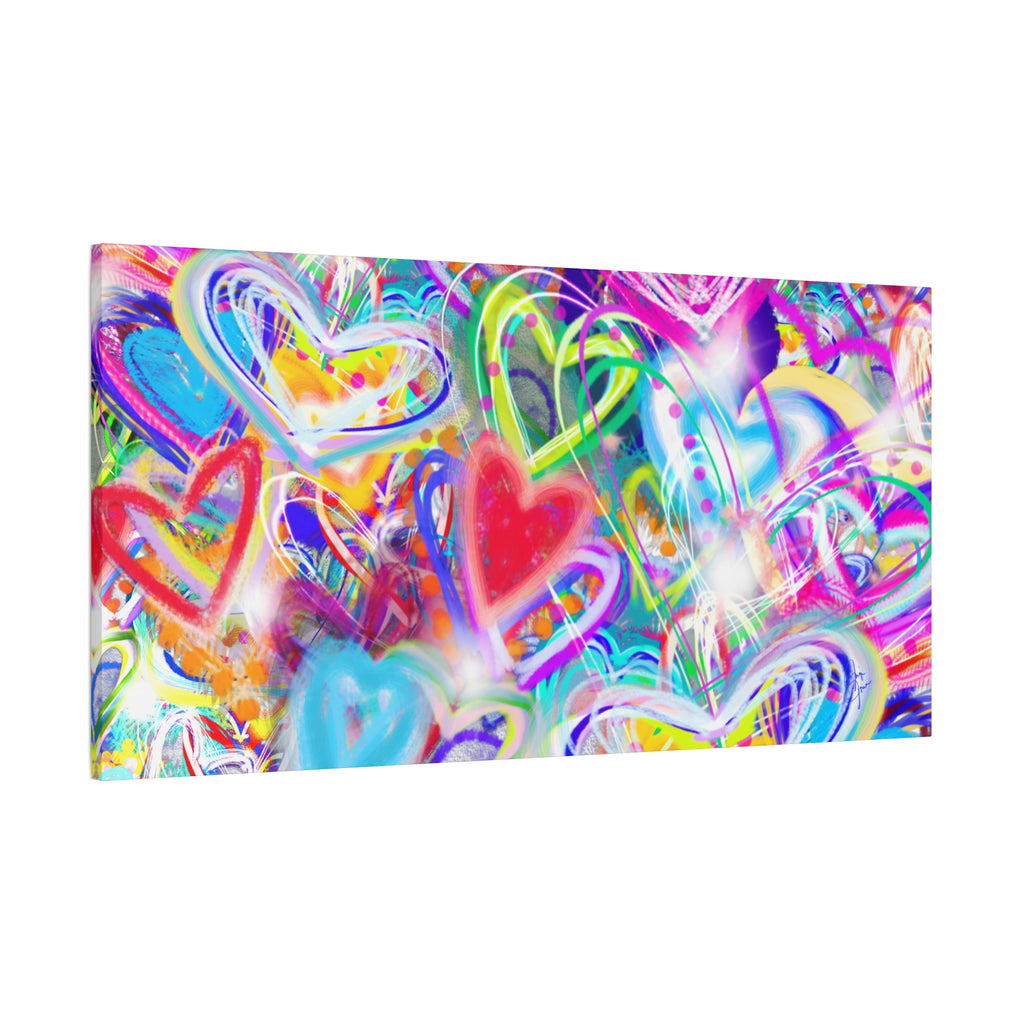 Colorful Heart Graffiti Matte Canvas