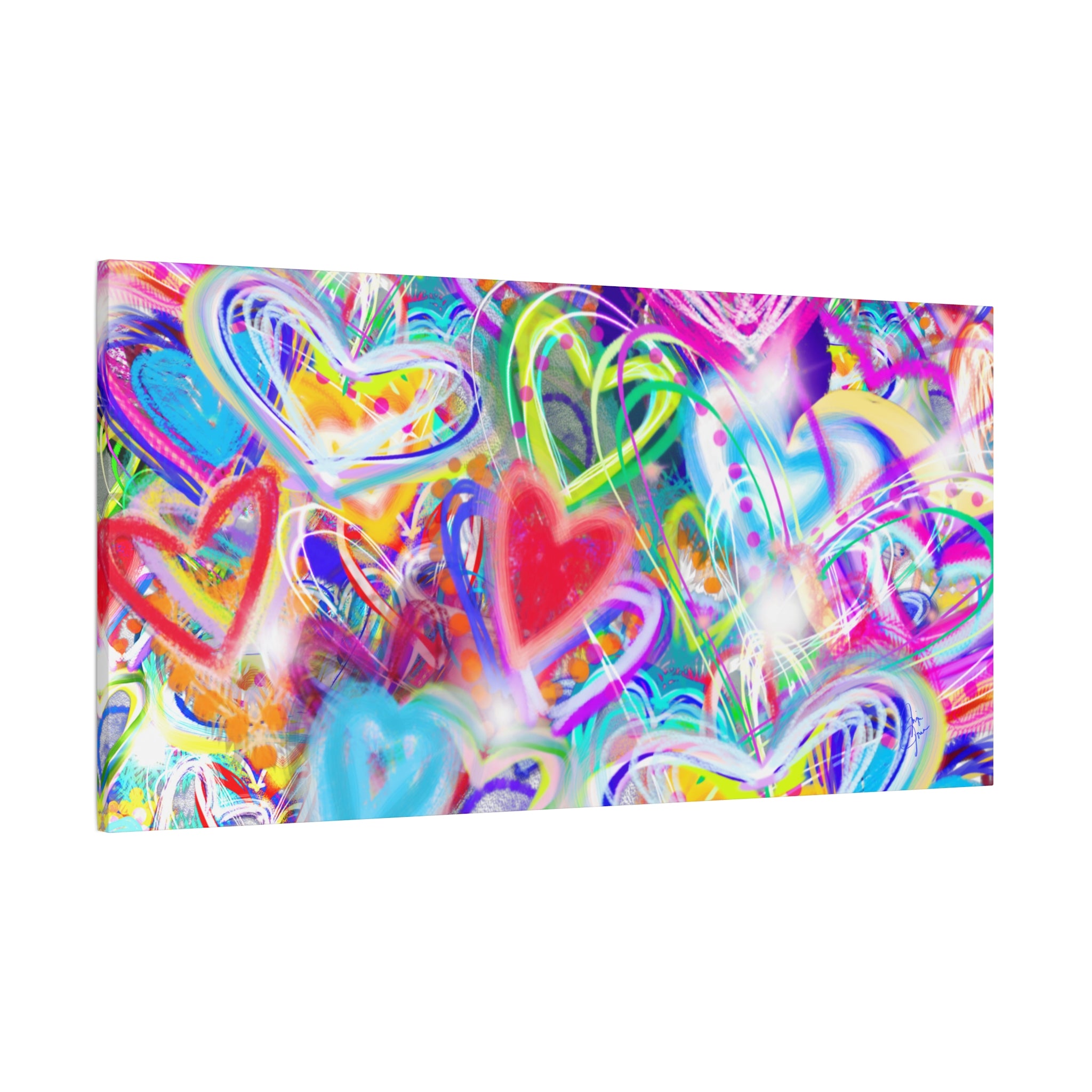 Colorful Heart Graffiti Matte Canvas