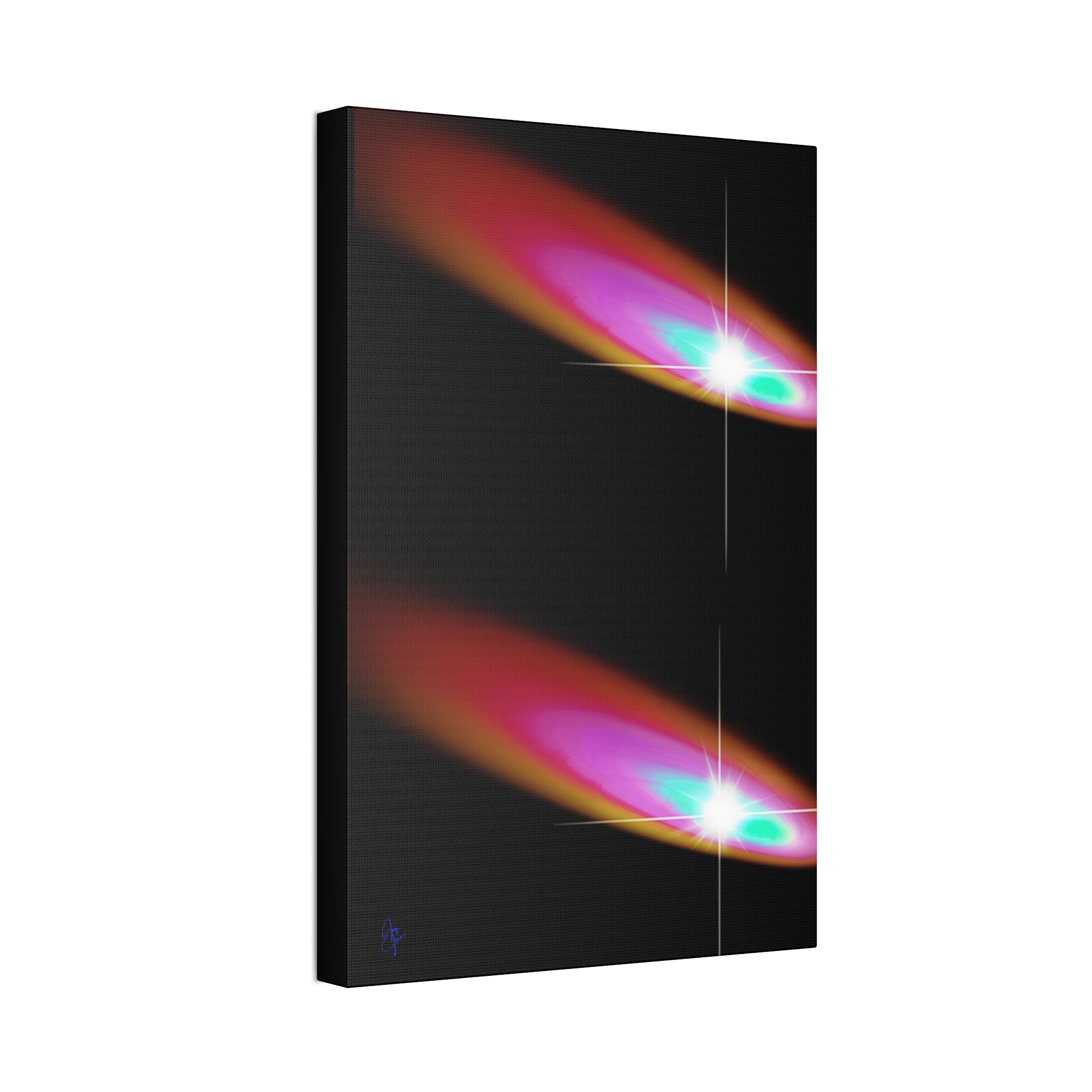 Abstract Neon Comet Canvas — Vibrant Turquoise & Pink Stretched Wall Art (1.5" Depth)