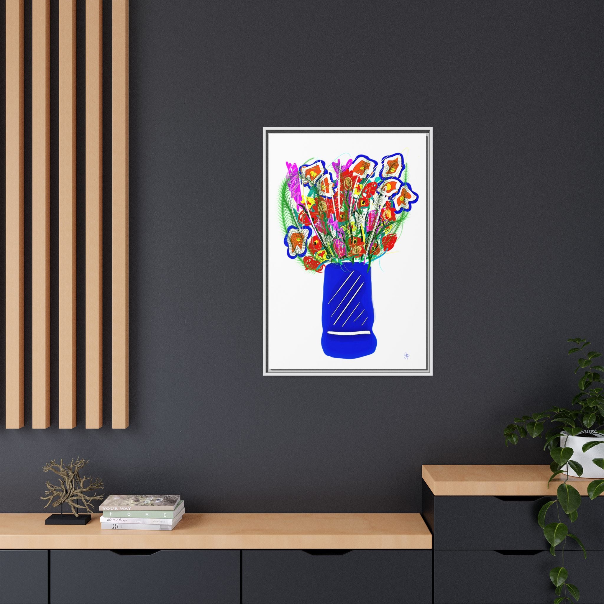 Floral Bouquet Matte Canvas Print — Framed Wall Art
