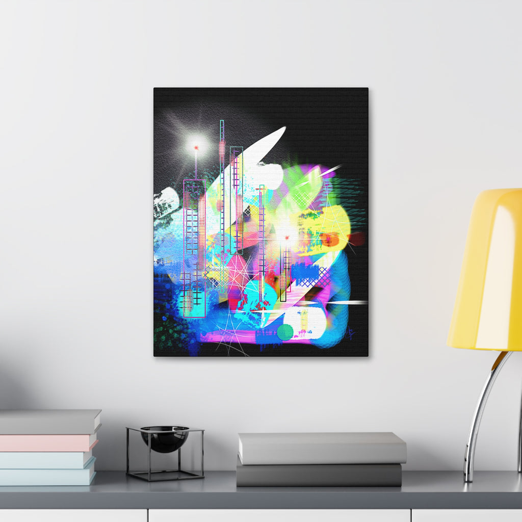 Abstract Neon Cityscape Canvas Print — Stretched 1.5"