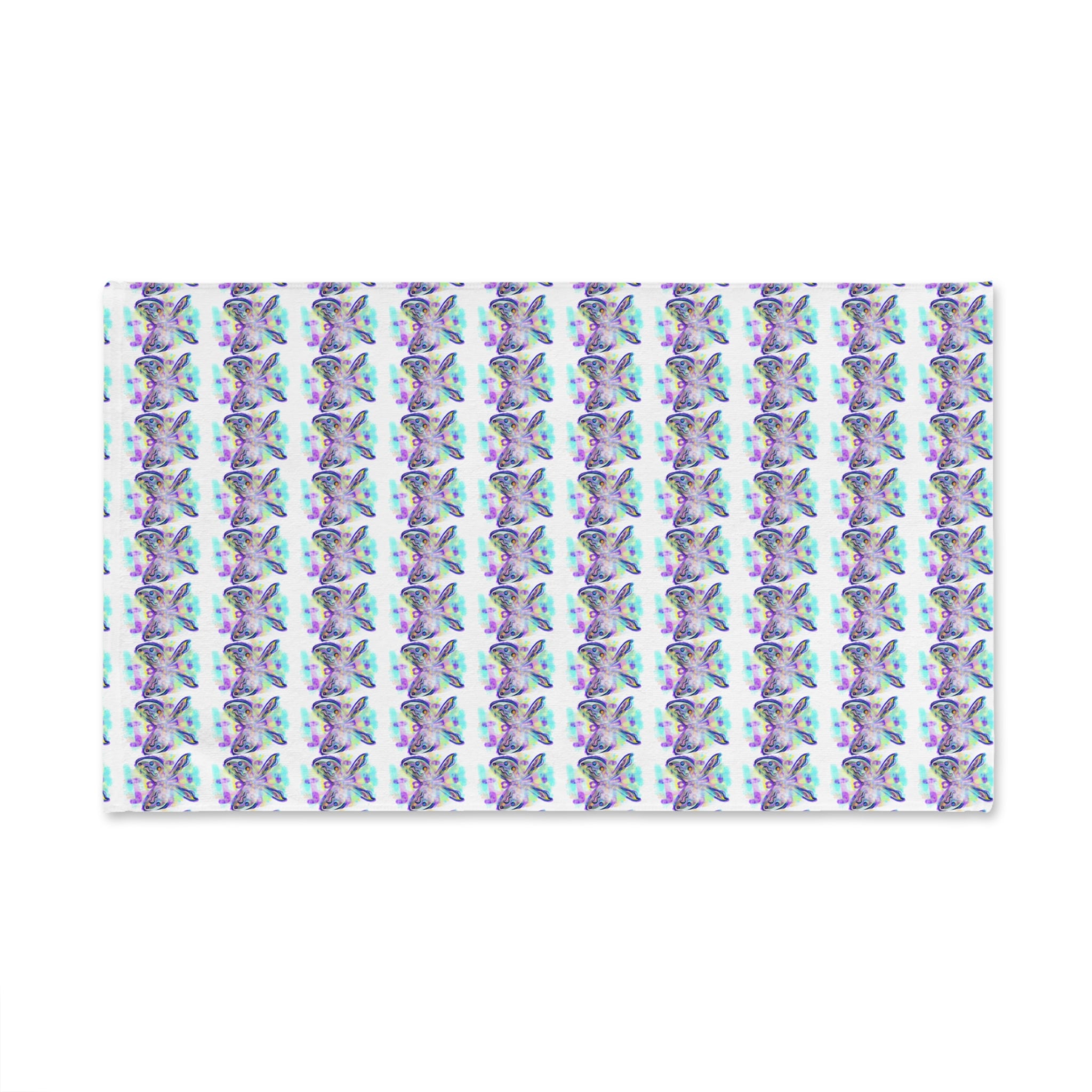 Butterfly Watercolor Hand Towel - Pastel Rainbow Kids Bath & Kitchen Accent