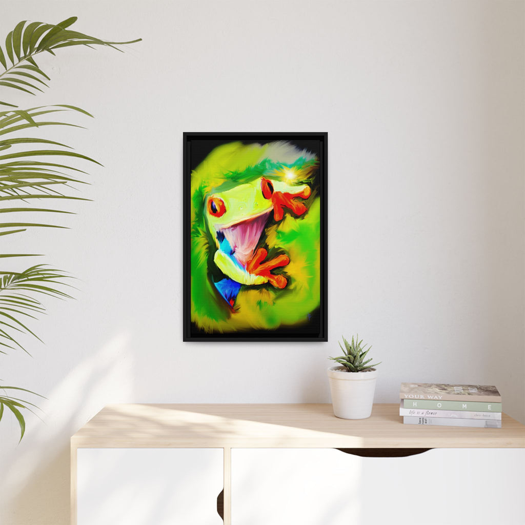 Colorful Tree Frog Matte Canvas Print — Framed Tropical Wall Art