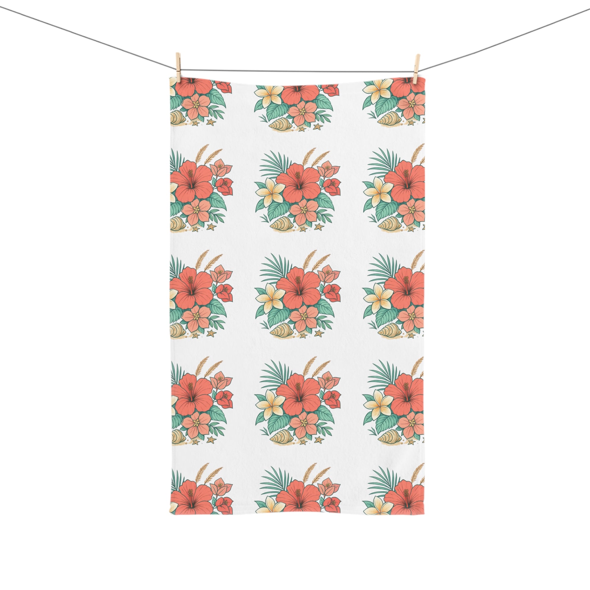 Tropical Hibiscus Hand Towel — Floral Hawaiian Beach Vibe