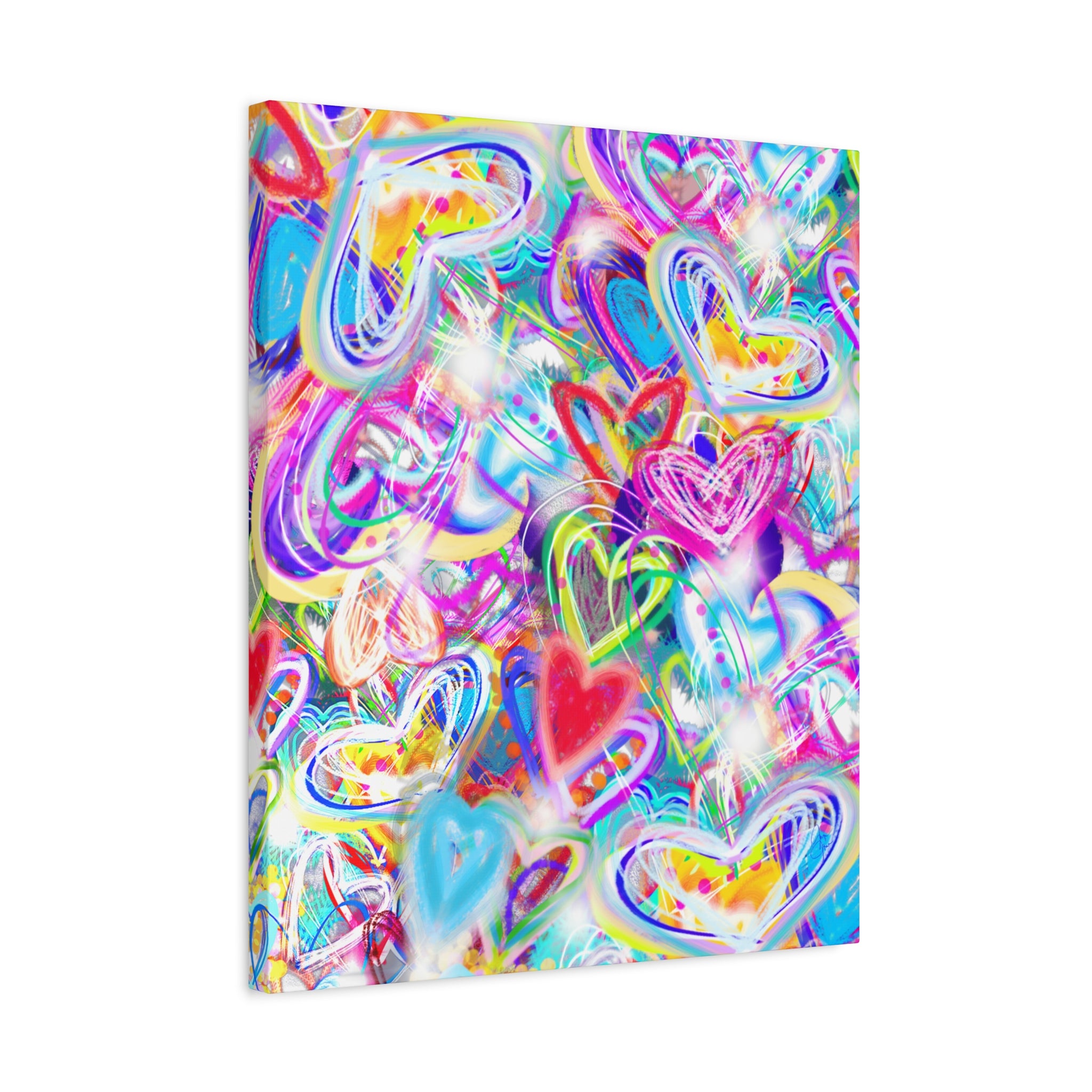 Colorful Heart Graffiti Matte Canvas