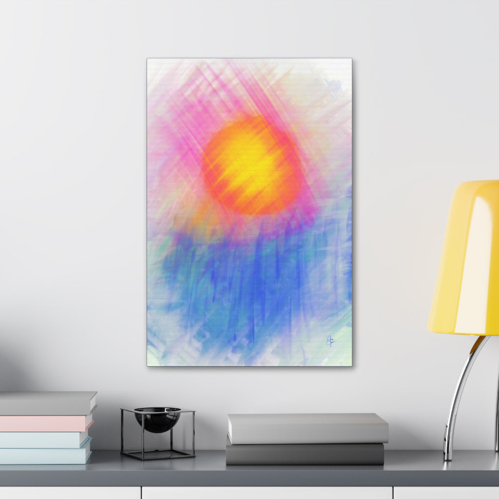 Abstract Sunrise Canvas Art - Vibrant Pink & Orange Sun Stretched Canvas