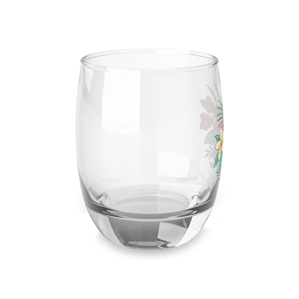 Tropical Hibiscus Whiskey Glass — Floral Island Rocks Glass