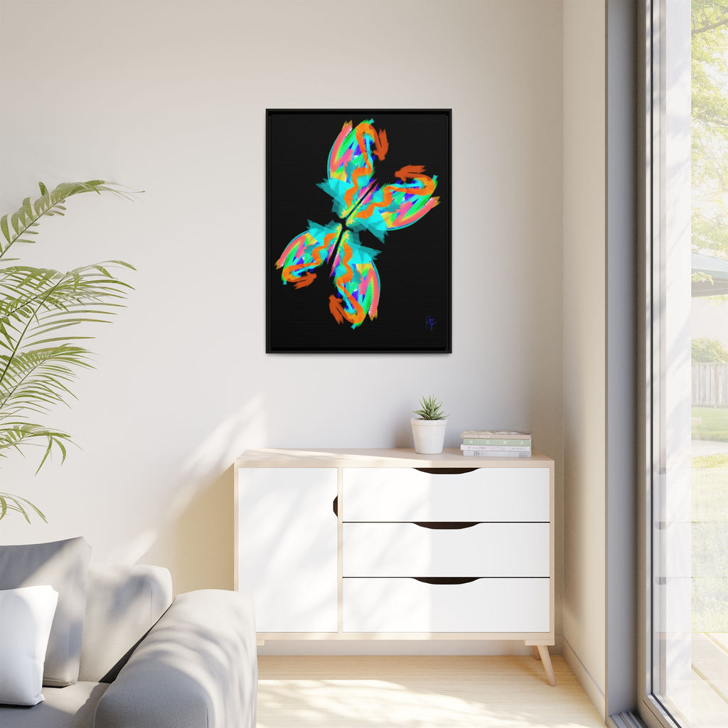 Framed Matte Canvas — Neon Abstract Butterfly Wall Art