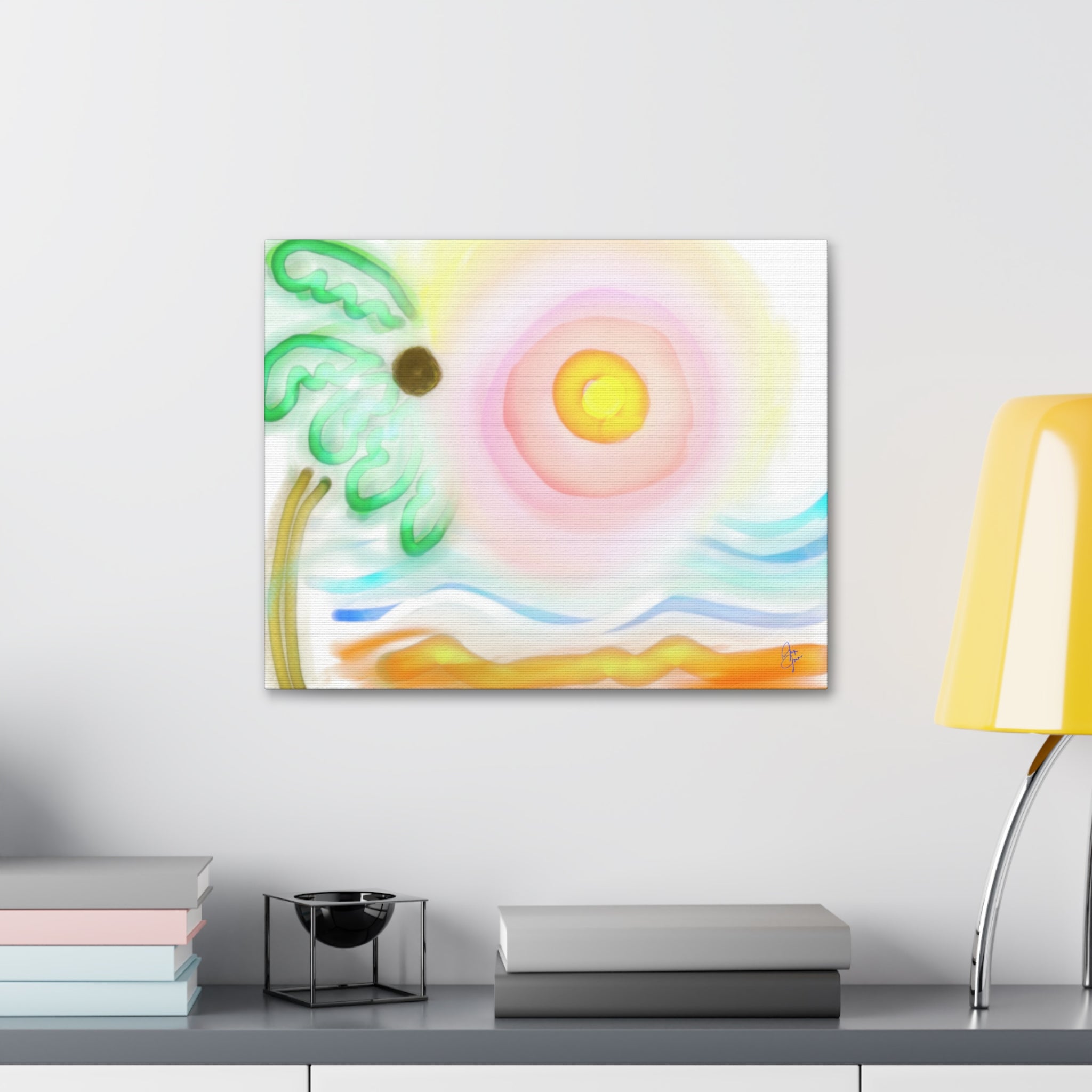 Tropical Sunrise Canvas Wall Art — Stretched 1.5" Beach Landscape Print
