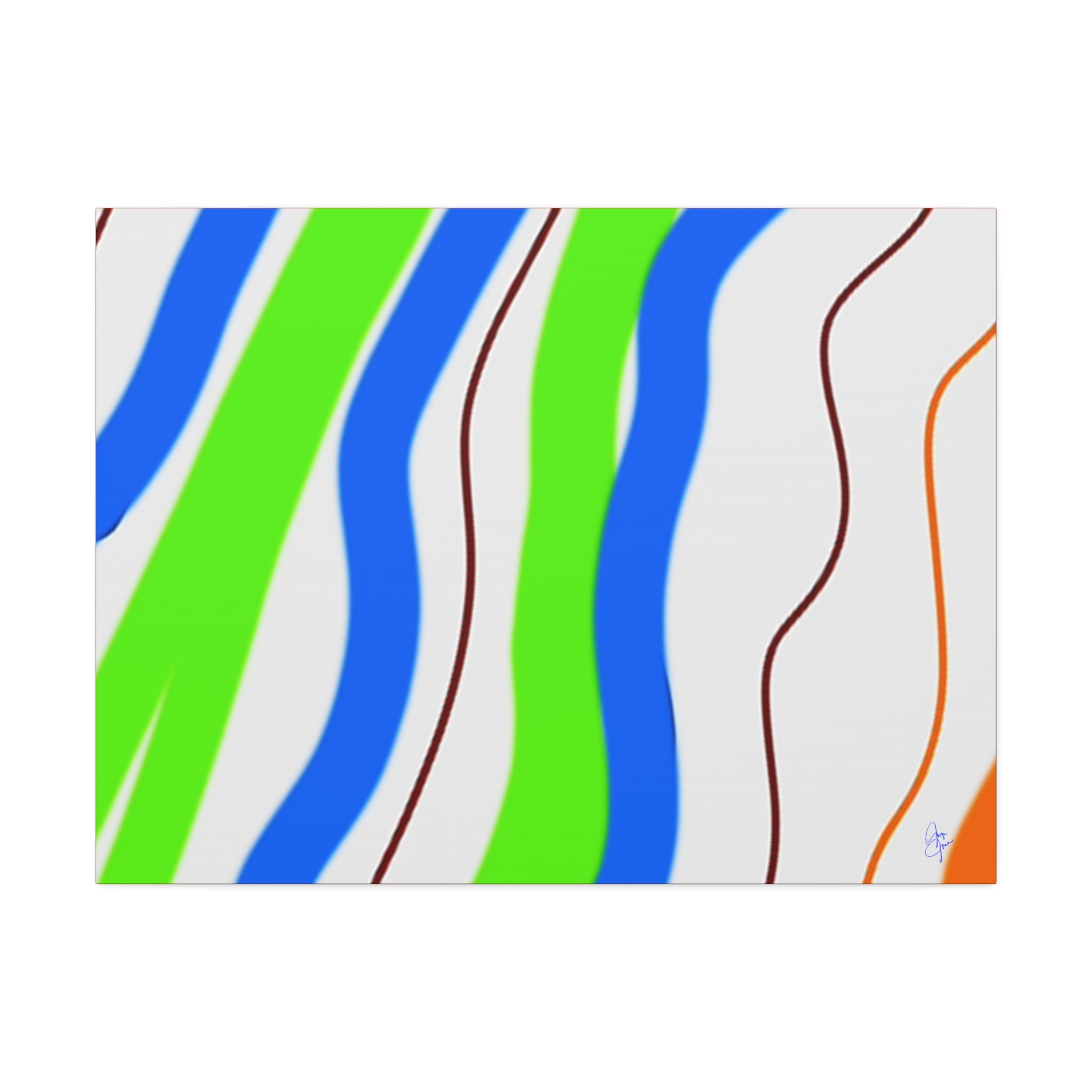 Abstract Wavy Stripes Canvas Print — Colorful Blue, Green & Orange Wall Art
