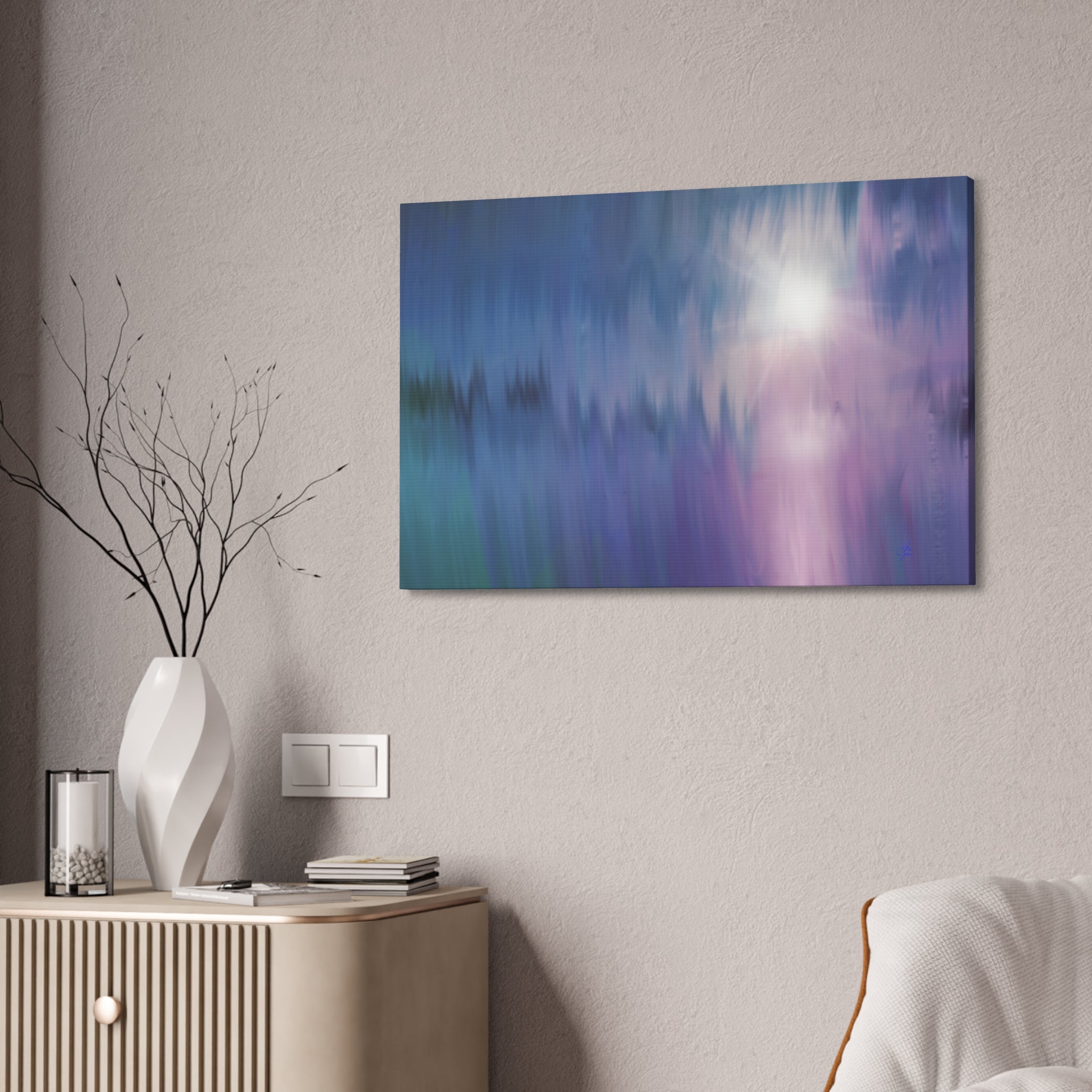 Abstract Dawn Canvas Art – Purple & Blue Gradient Stretched Canvas