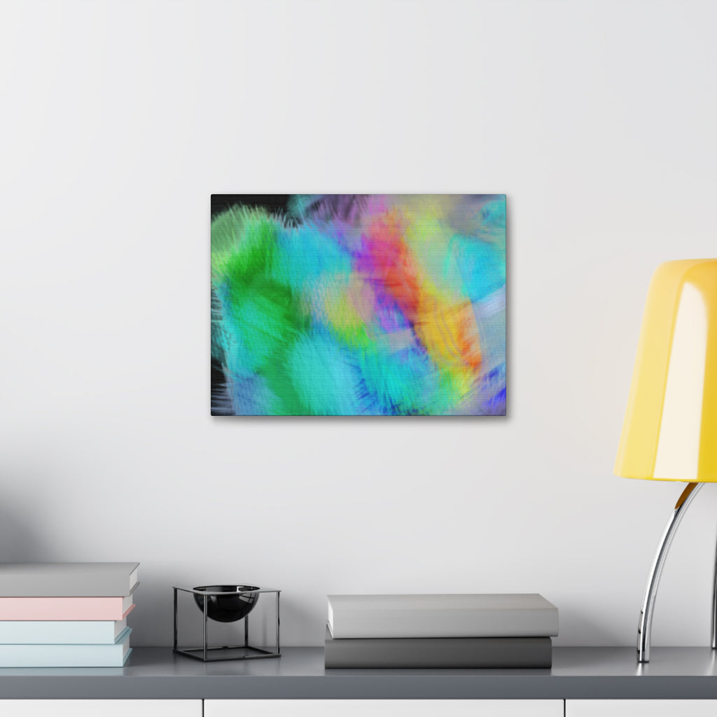 Abstract Pastel Watercolor Canvas Wall Art – Vibrant Rainbow Clouds Stretched Canvas