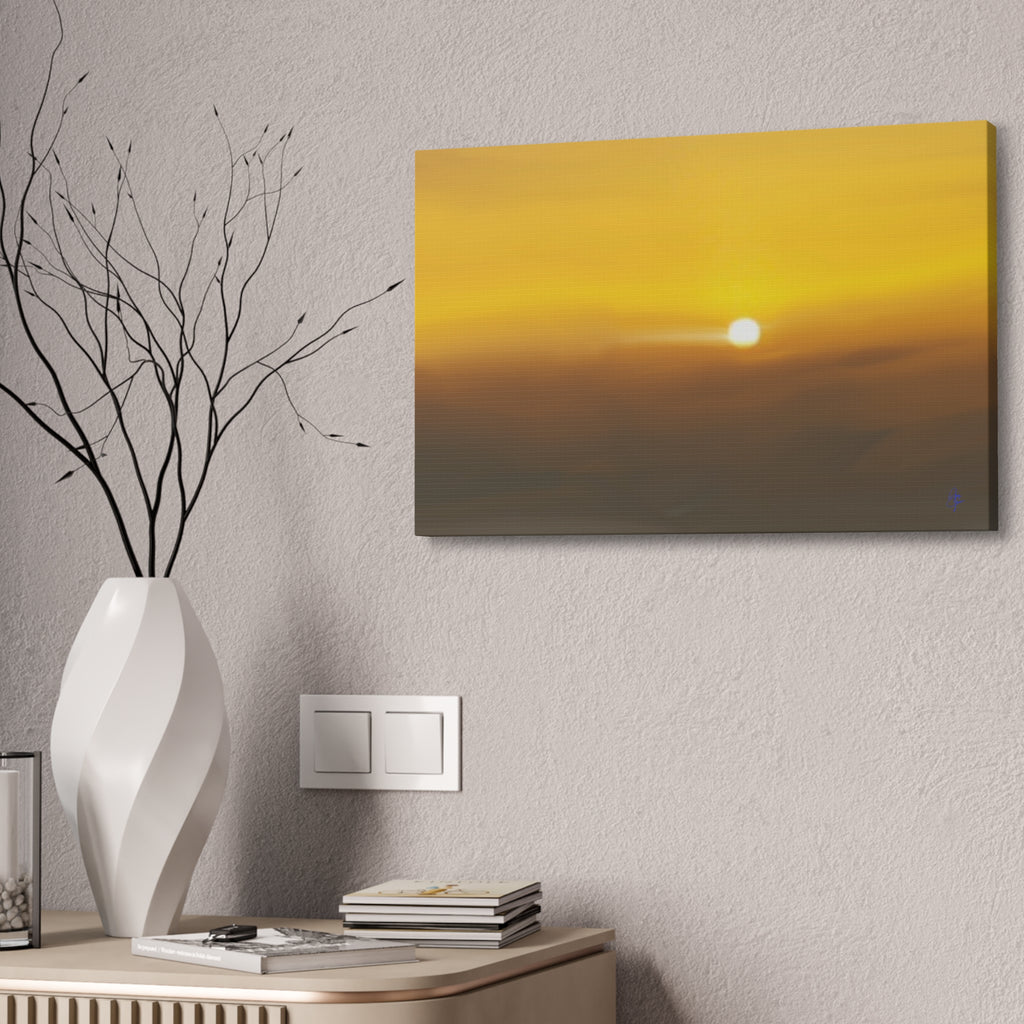 Golden Sunrise Canvas Wall Art — Tranquil Sunrise Stretched Canvas