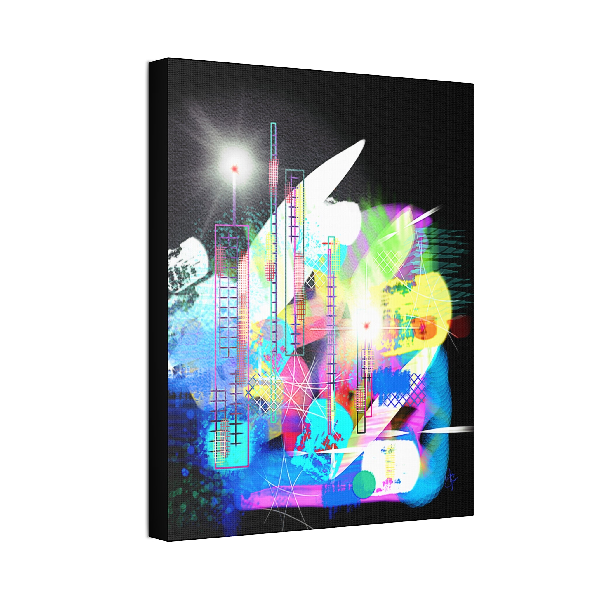 Abstract Neon Cityscape Canvas Print — Stretched 1.5"