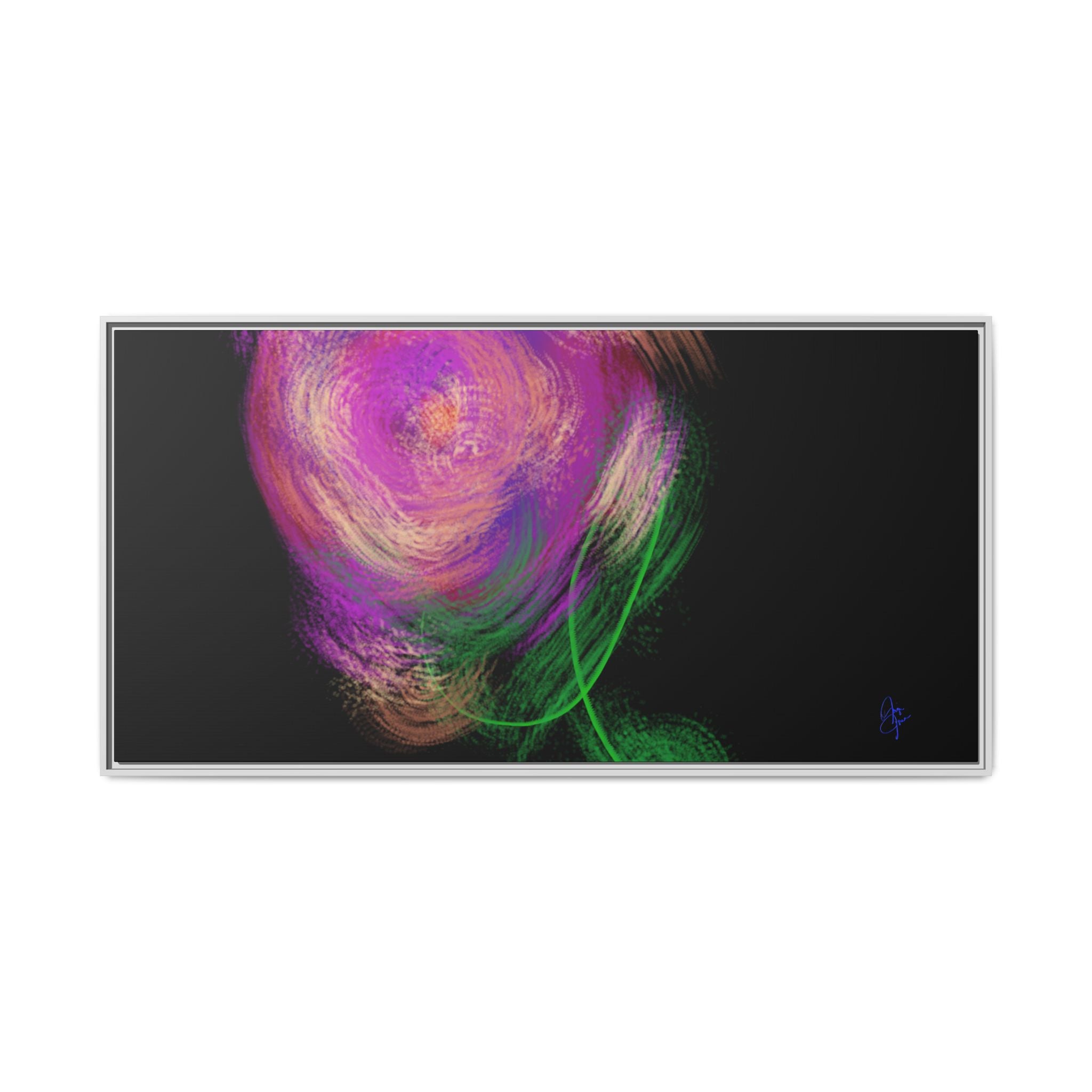 Abstract Rose Swirl Matte Framed Canvas — Multicolor Floral Wall Art