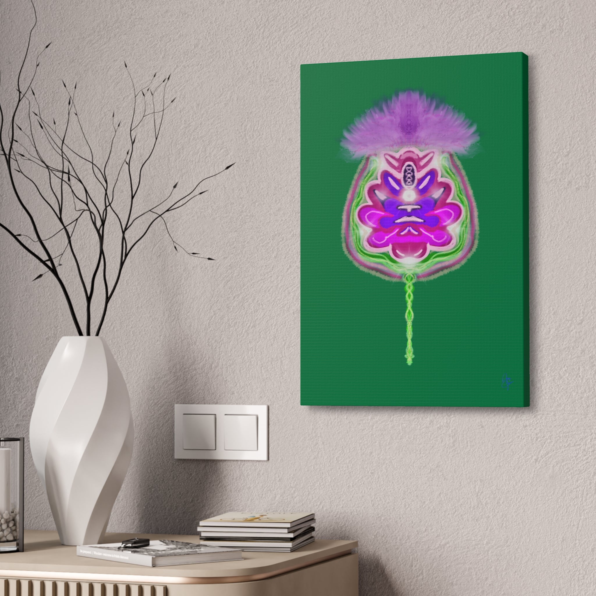 Abstract Purple Floral Canvas Wall Art — Stretched 1.5"