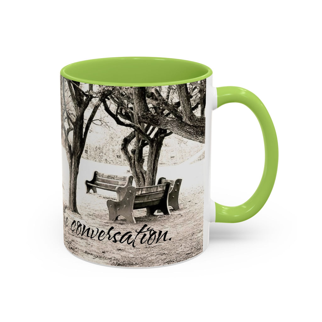 Conversation Bench Coffee Mug — 'I'll Join the Conversation' Accent Ceramic Mug