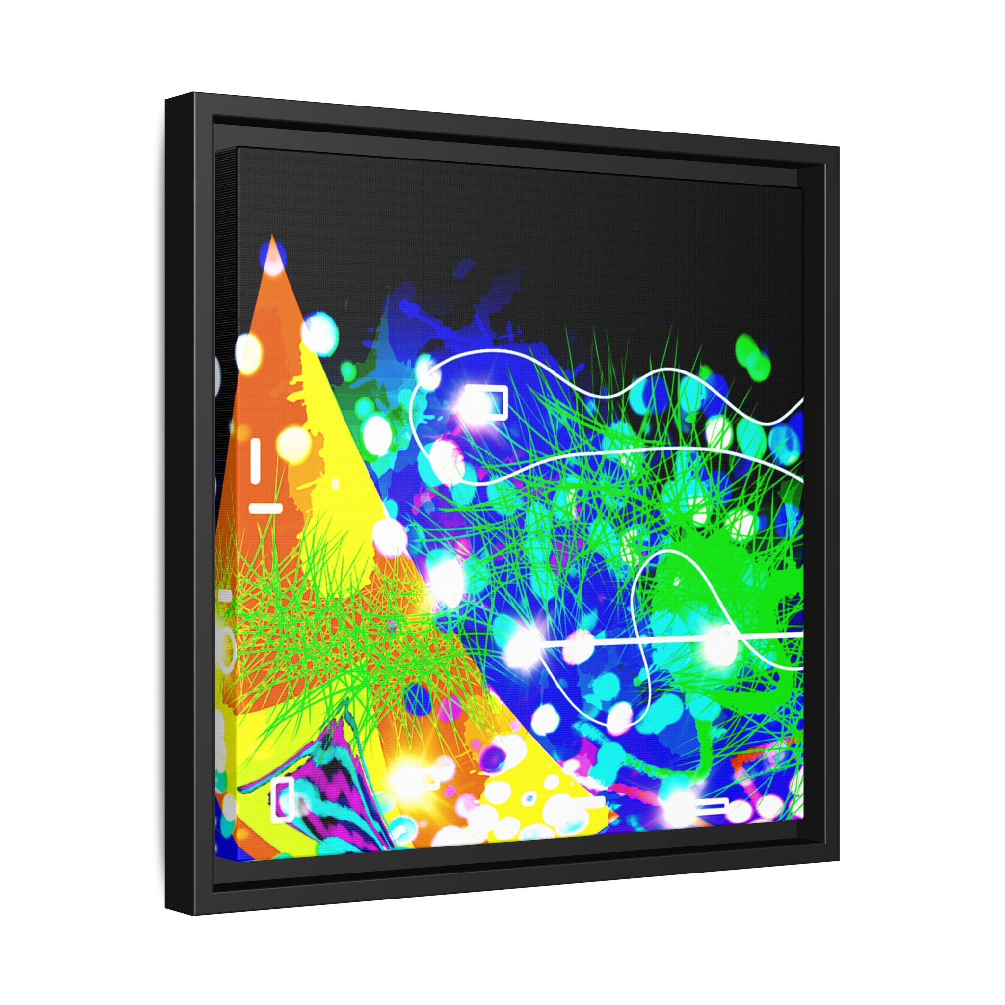 Abstract Neon Wave Matte Canvas Framed Art