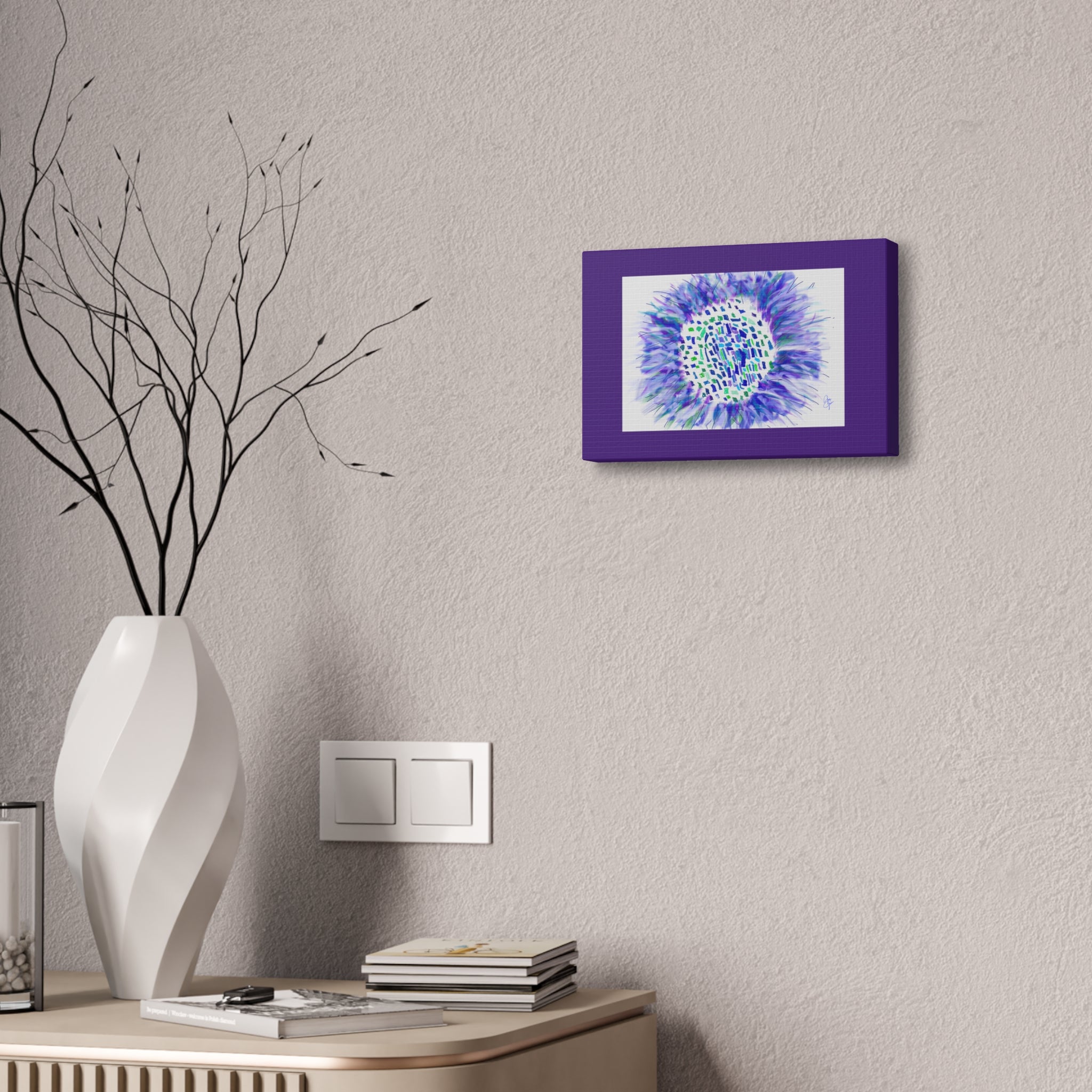 Abstract Blue-Purple Burst Canvas Stretched Art