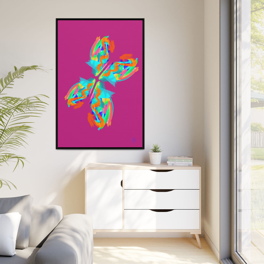Framed Matte Canvas — Neon Abstract Butterfly Wall Art