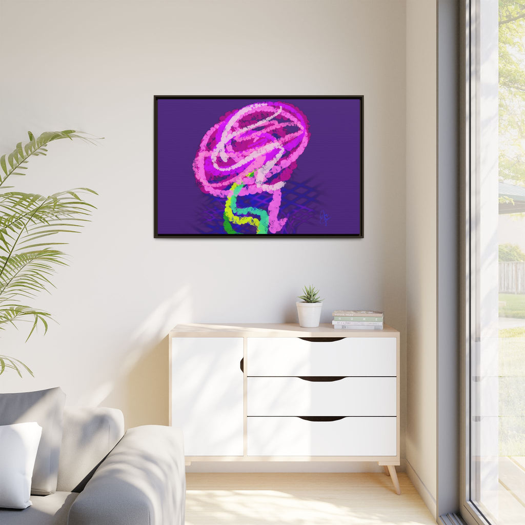 Framed Matte Canvas - Neon Rose Abstract Wall Art